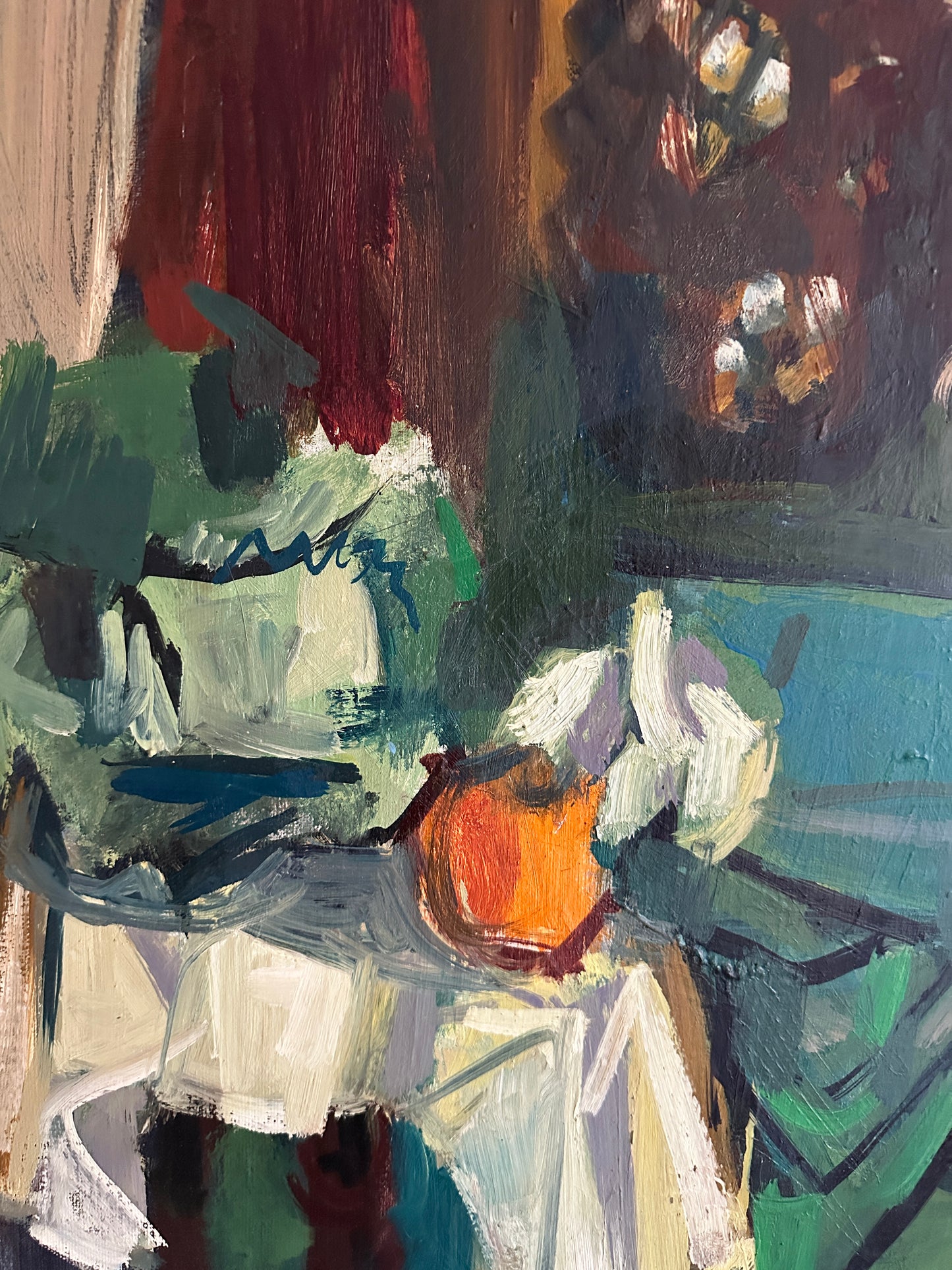 Large Vintage Fruit Still Life Oil Painting on Canvas, Signed Anderson ‘61