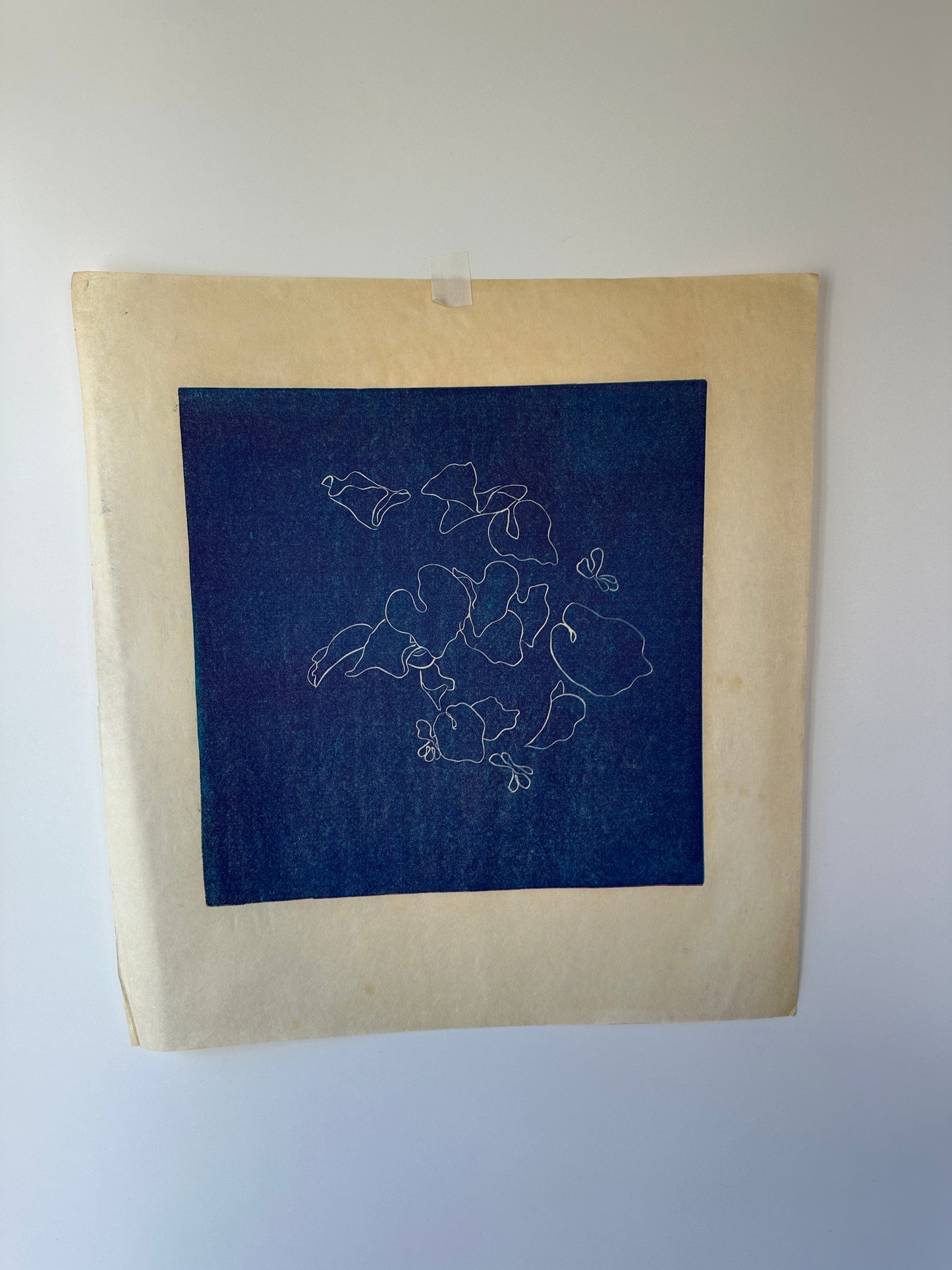 “FLYING VIOLETS” Linocut by the late Jane Matteson