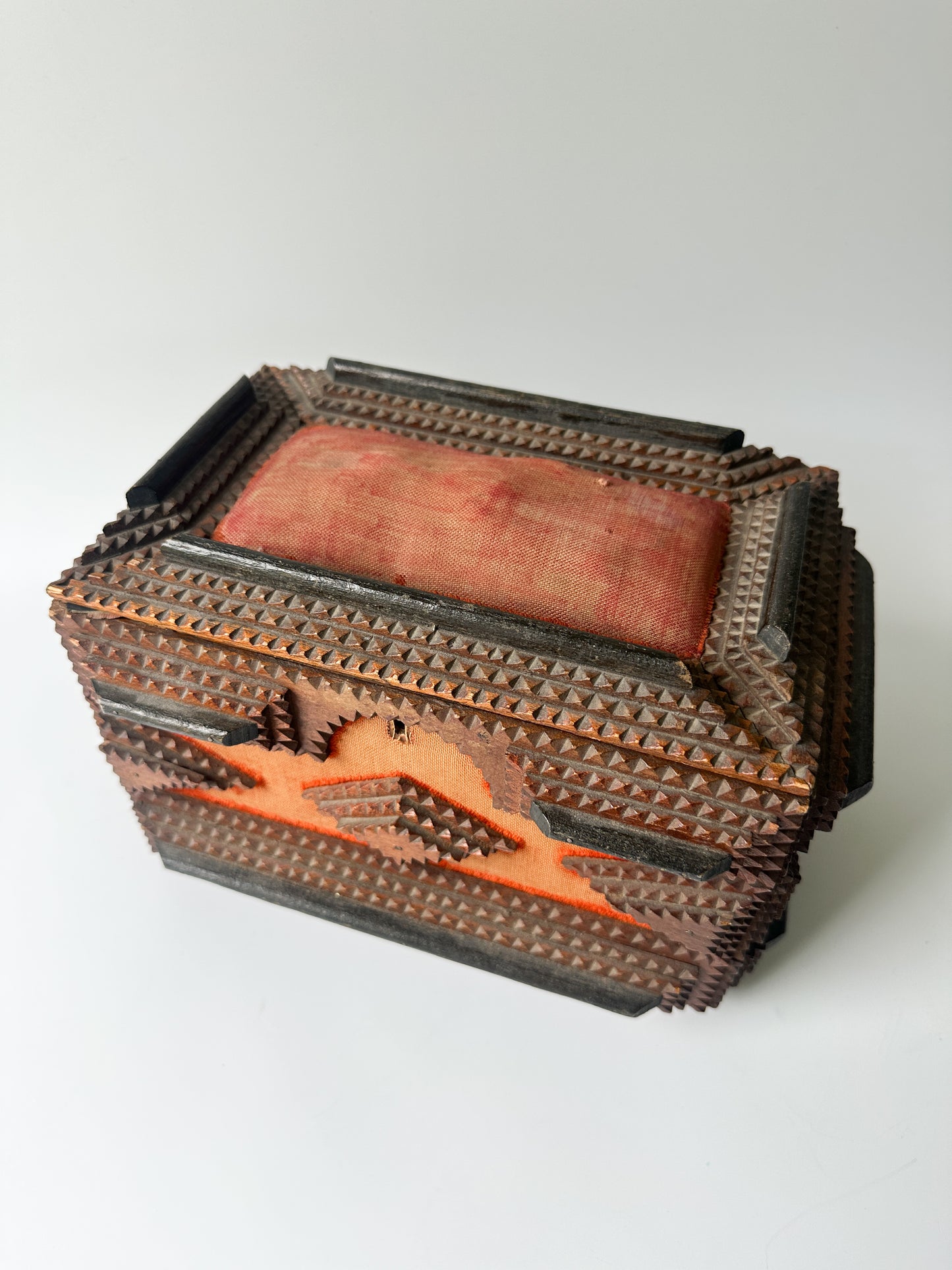 Antique Tramp Art Box with Key