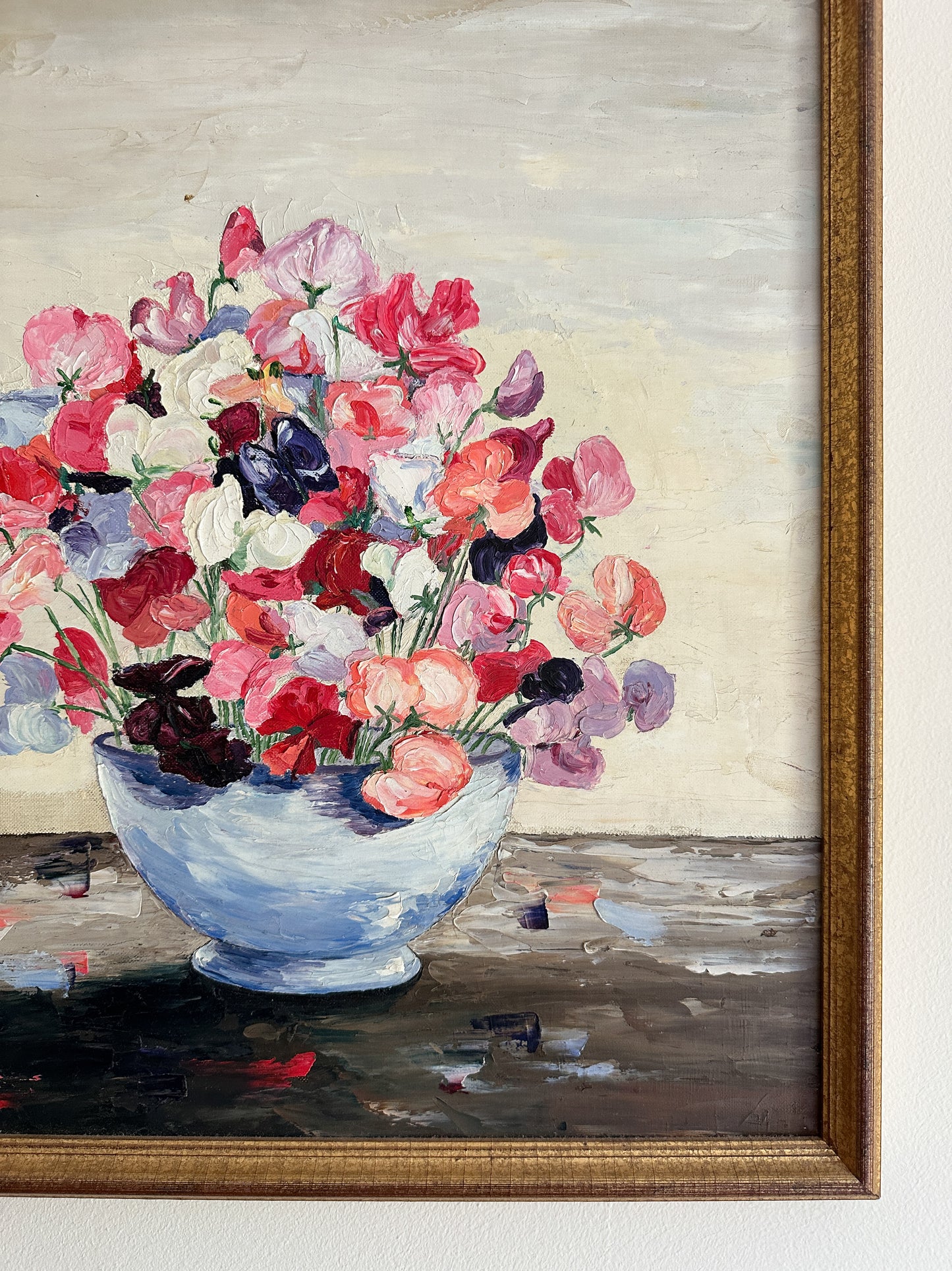 American School, 20th Century, Still Life of a Bowl of Flowers, Oil on Canvas