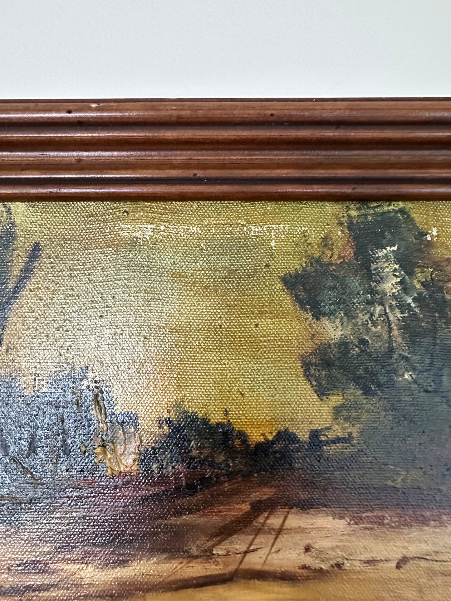 Mid-Century Modern Abstract Oil Impasto Landscape Painting - Signed