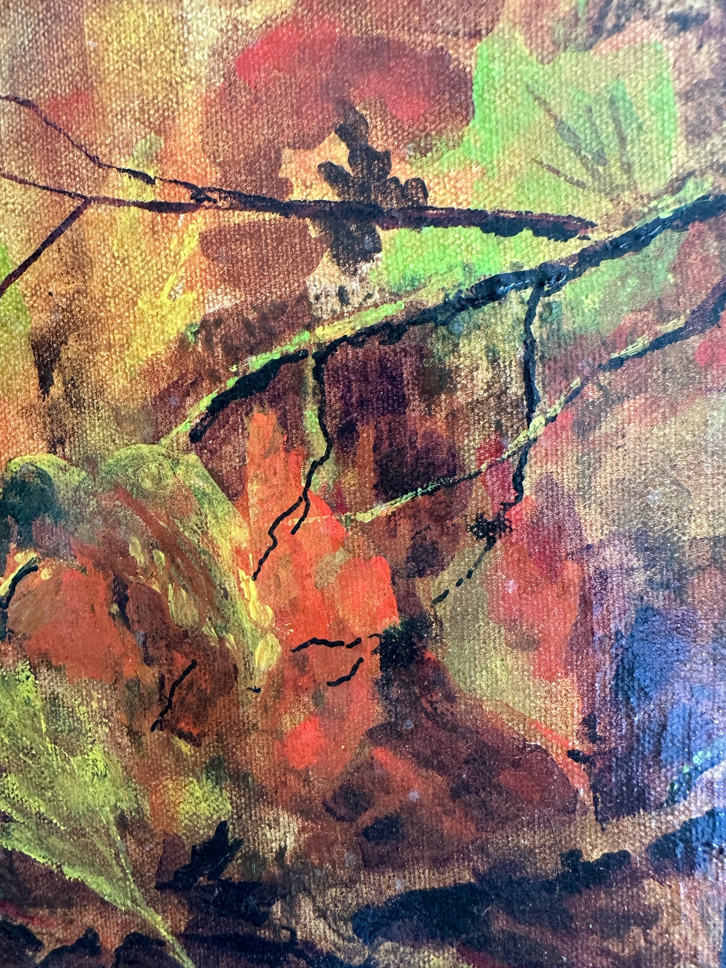 Vintage Fall Foliage Oil Painting (signed)
