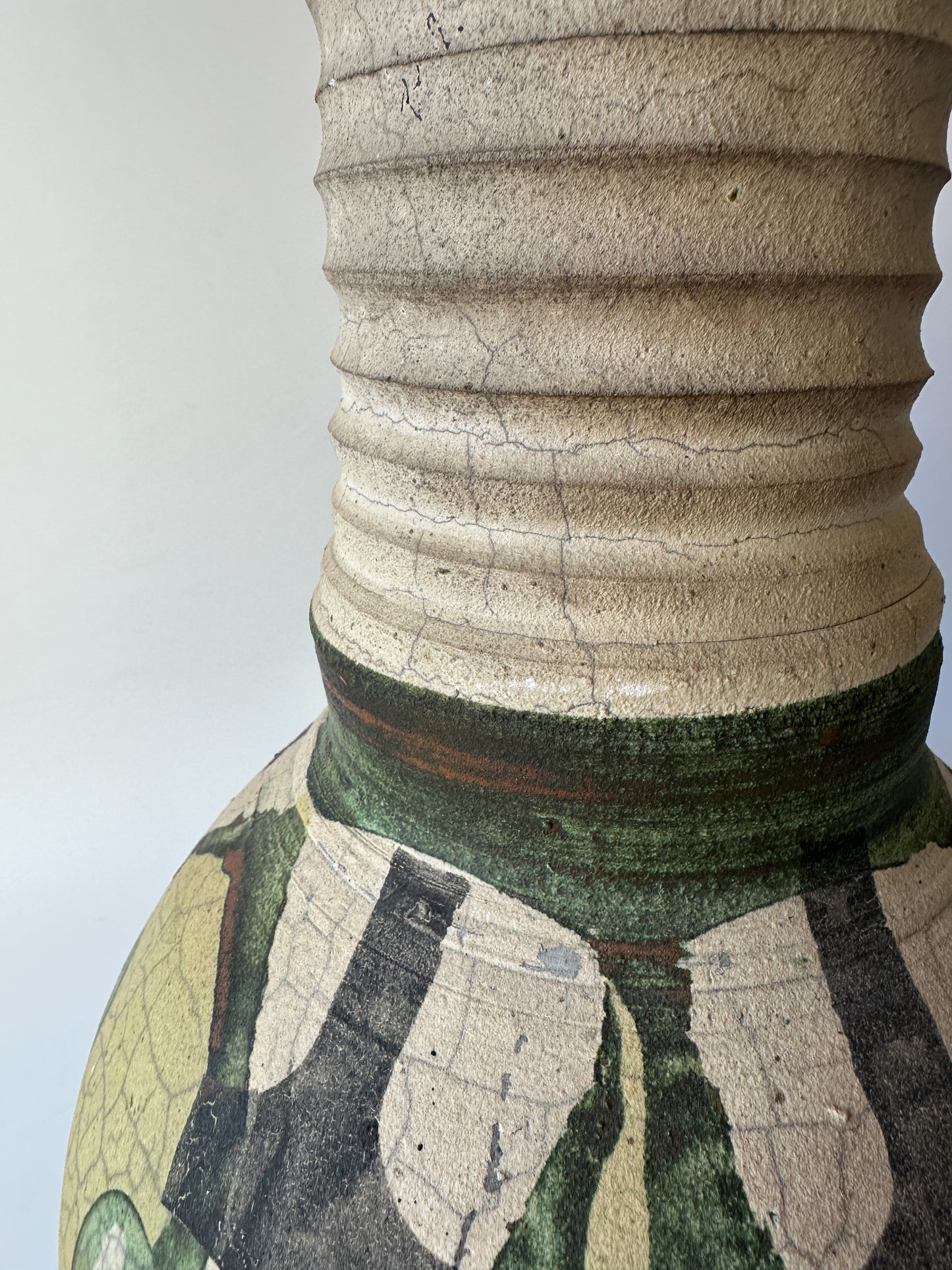 Large Raku Pottery Vase (16"H)