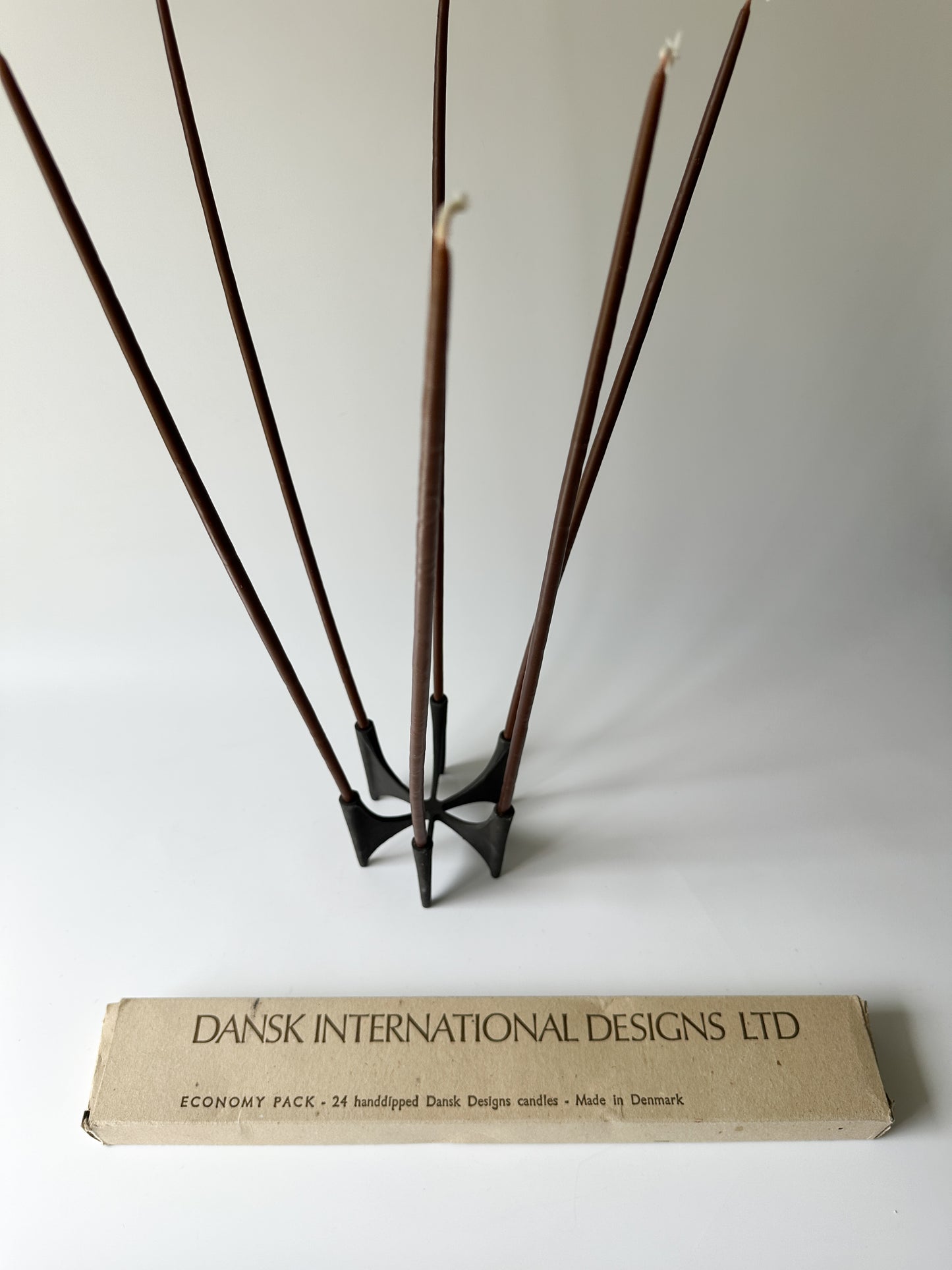 Vintage Cast Iron DANSK JENS QUISTGAARD Fiesta Six Taper Candle Holder + Candles