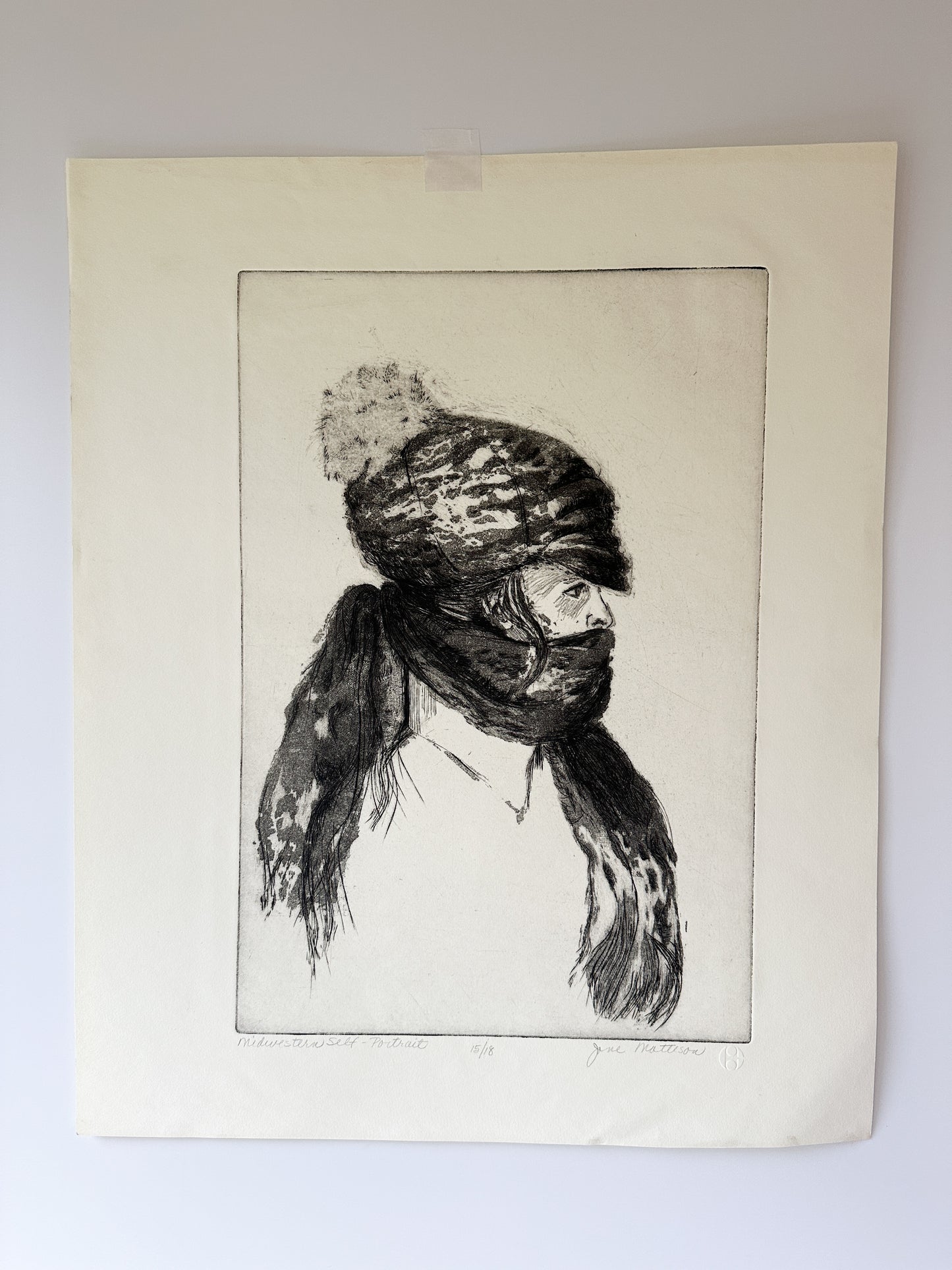 "MIDWESTERN SELF-PORTRAIT” Etching by Late Artist Jane Matteson