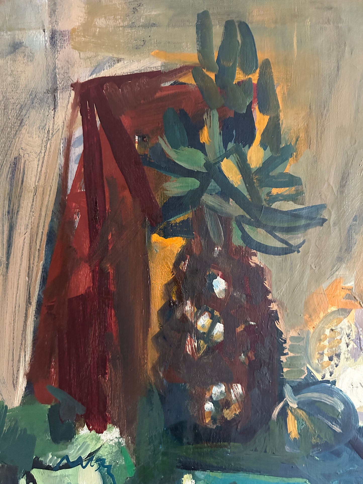 Large Vintage Fruit Still Life Oil Painting on Canvas, Signed Anderson ‘61