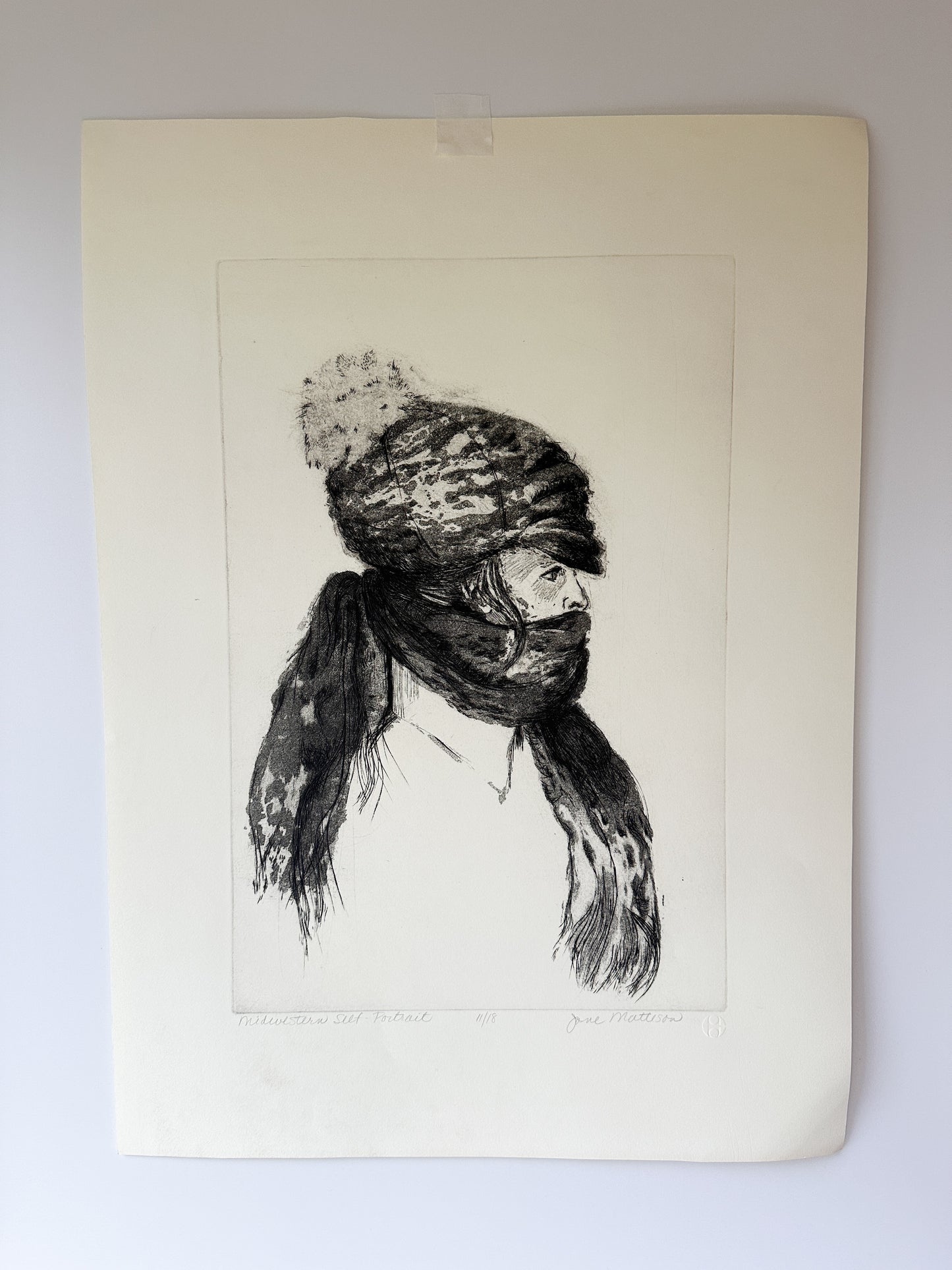 "MIDWESTERN SELF-PORTRAIT” Etching by Late Artist Jane Matteson