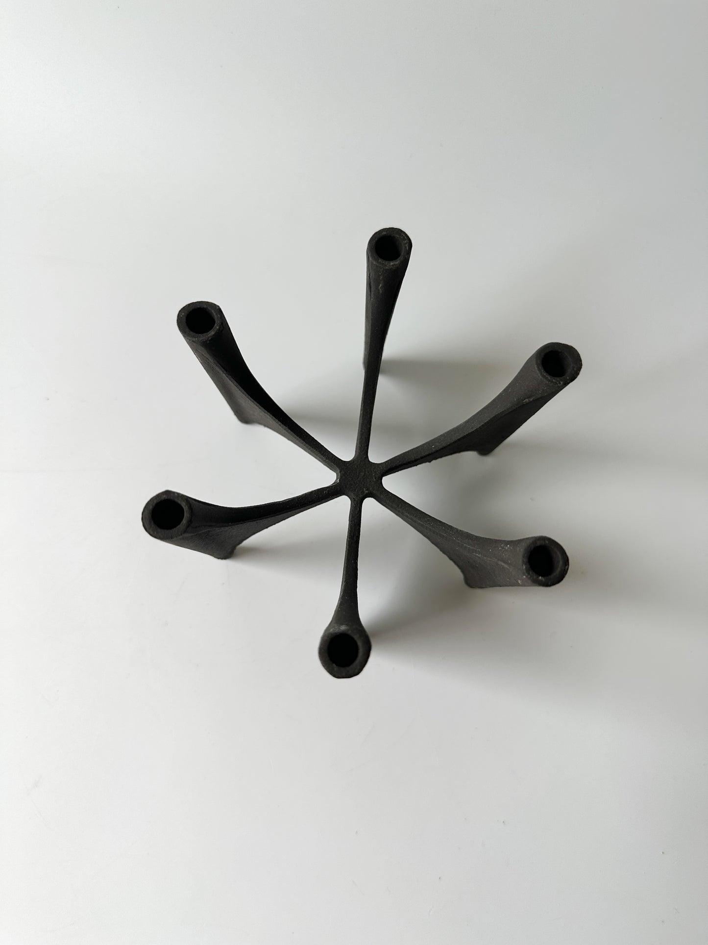 Vintage Cast Iron DANSK JENS QUISTGAARD Fiesta Six Taper Candle Holder + Candles