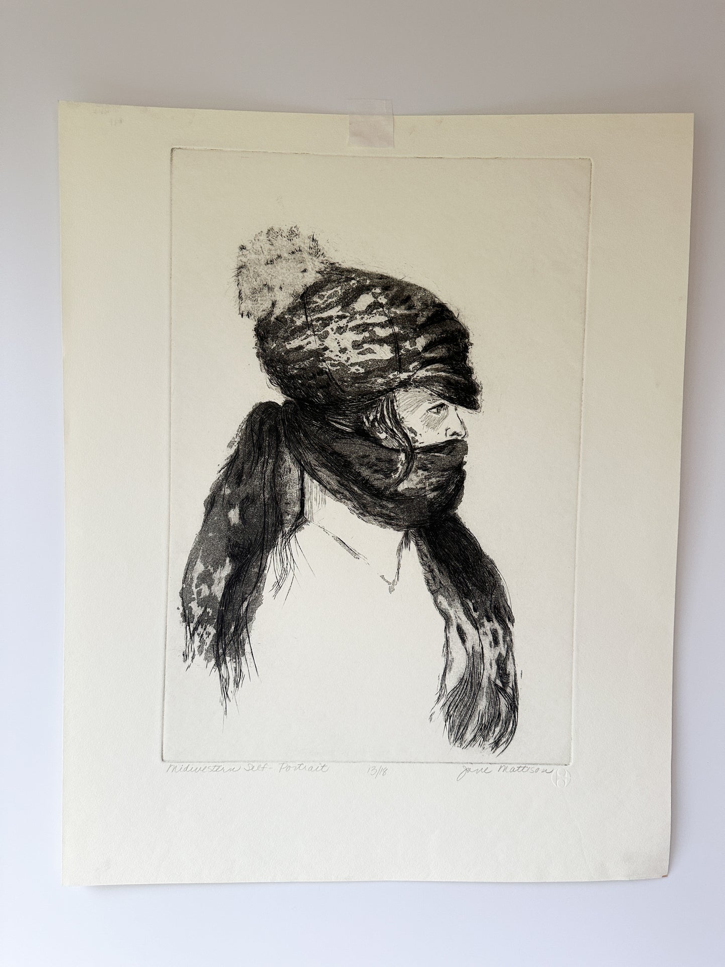 "MIDWESTERN SELF-PORTRAIT” Etching by Late Artist Jane Matteson