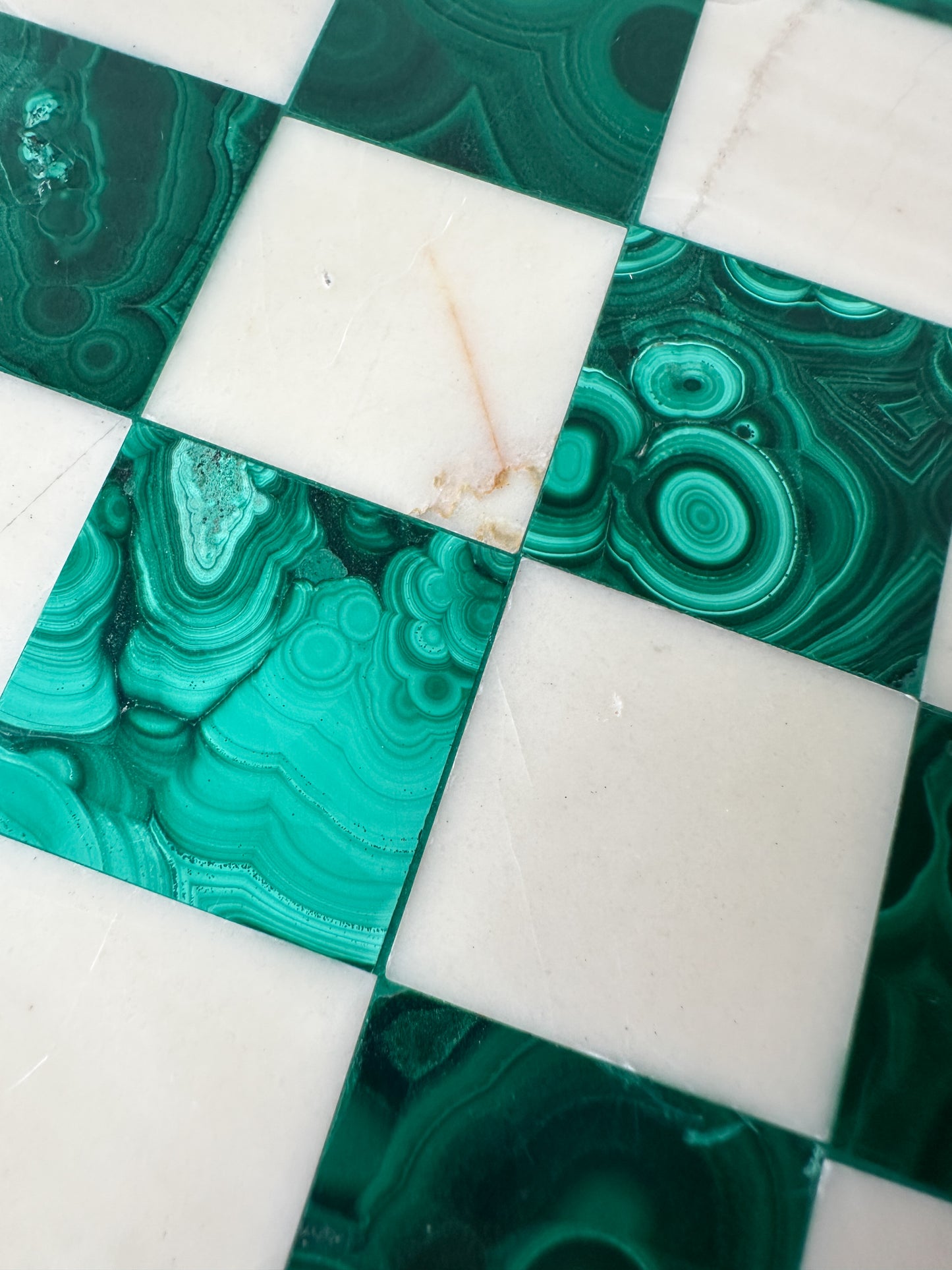 Malachite Round Chess Board