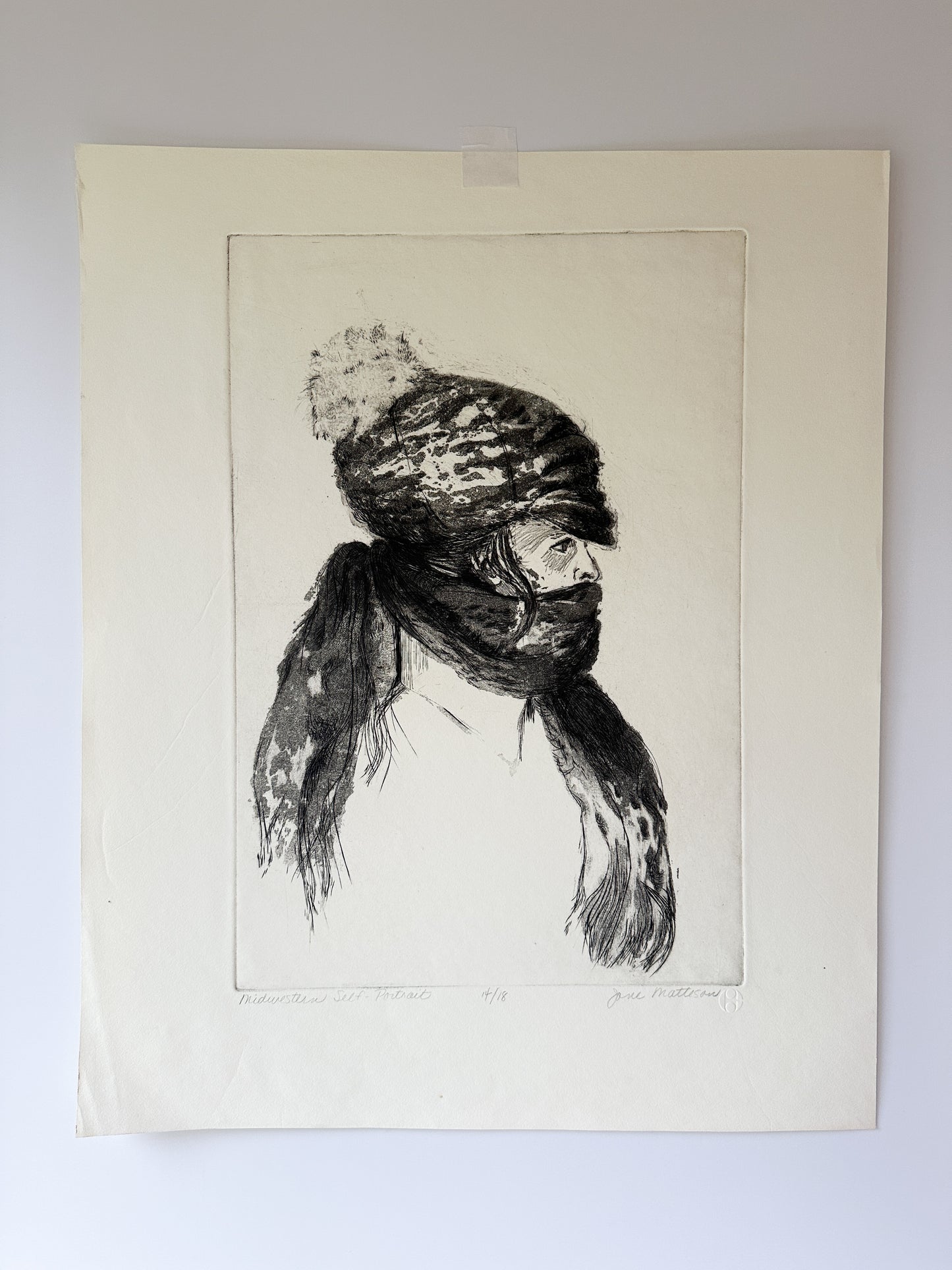 "MIDWESTERN SELF-PORTRAIT” Etching by Late Artist Jane Matteson