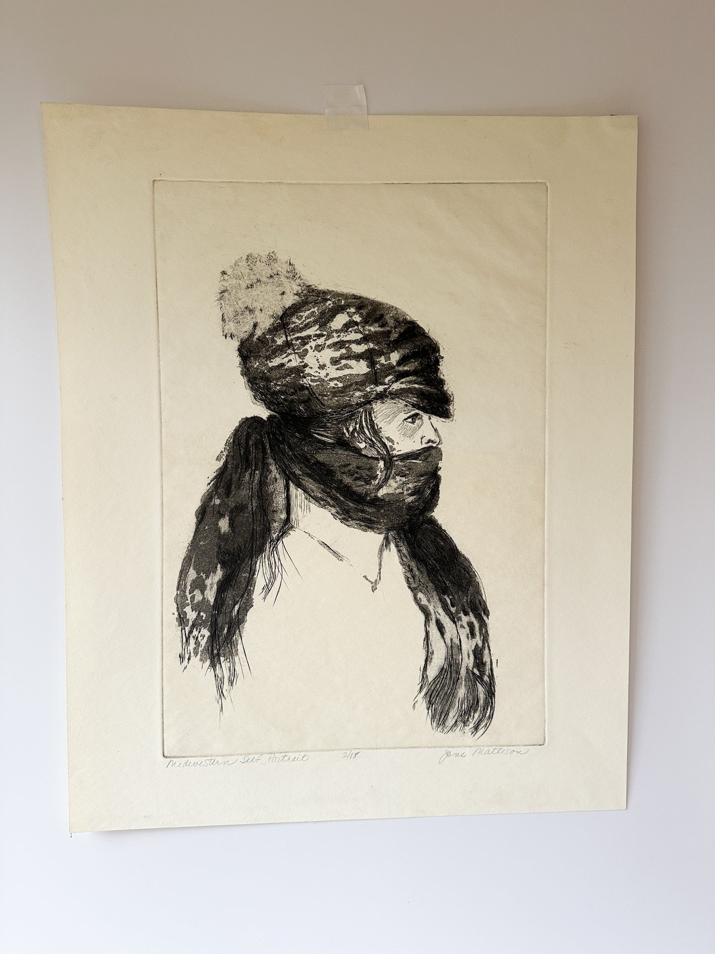 "MIDWESTERN SELF-PORTRAIT” Etching by Late Artist Jane Matteson