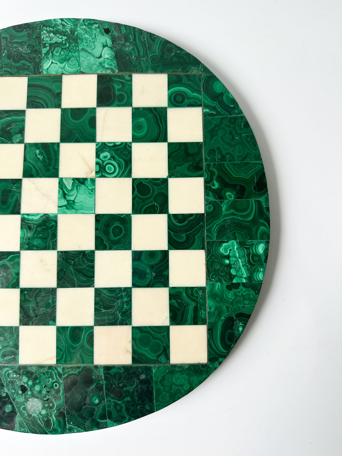Malachite Round Chess Board