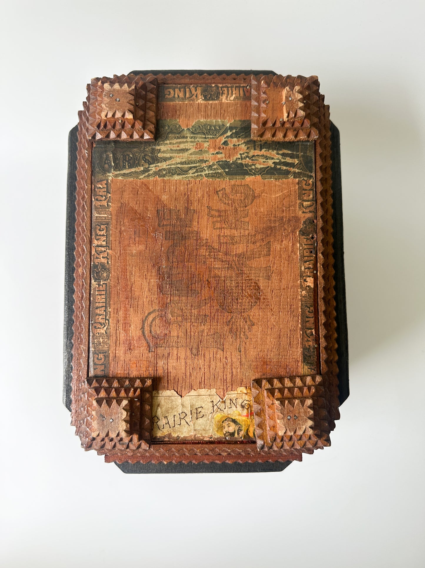 Antique Tramp Art Box with Key