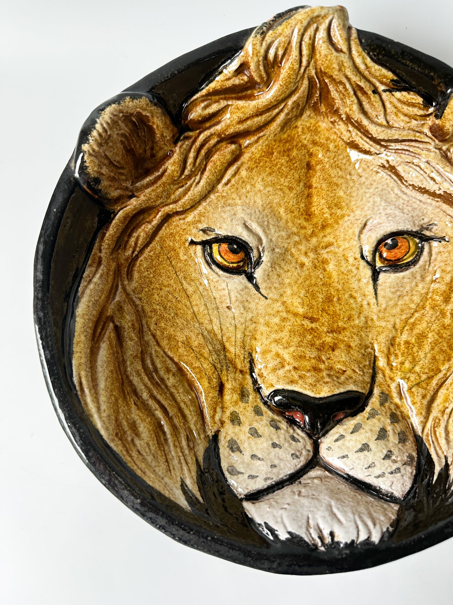Vintage Lion Terracotta Bowl Made in Italy #3