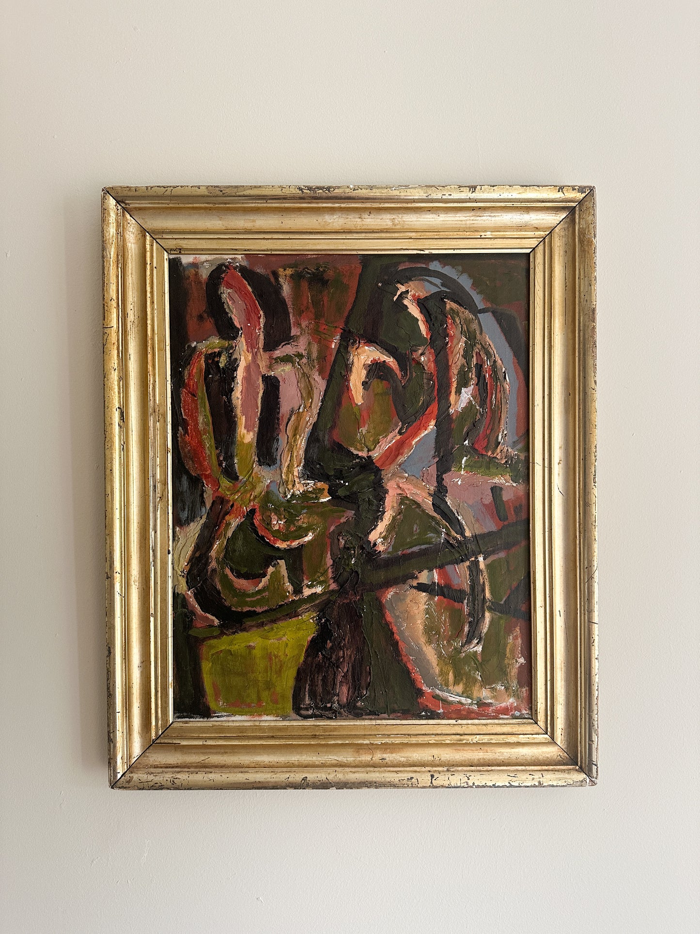20th Century School, Abstract Figures, Impasto Oil On Board