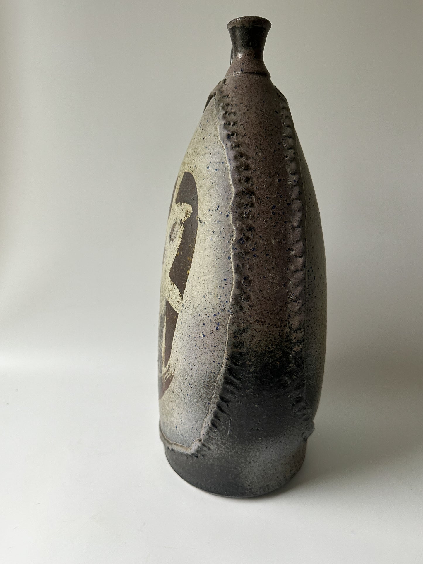 Large Handmade Grey Clay Jug Vessel with Handle