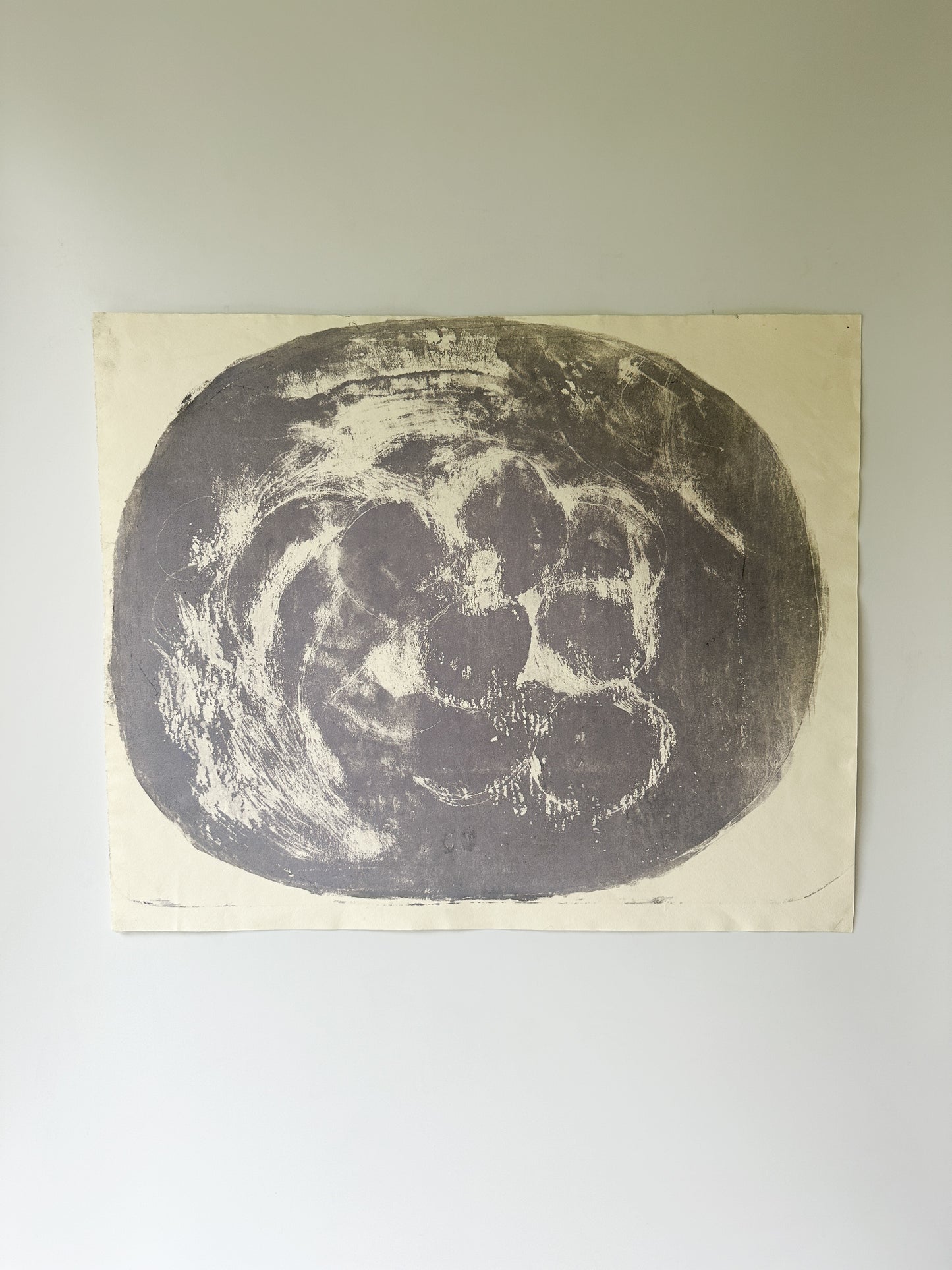 "TRANSCRIPTION FOR FRUIT" yellow/gray (for Erik Satie) Gnossinne No. 2 by Artist Jane Matteson (21" W x 17" H)