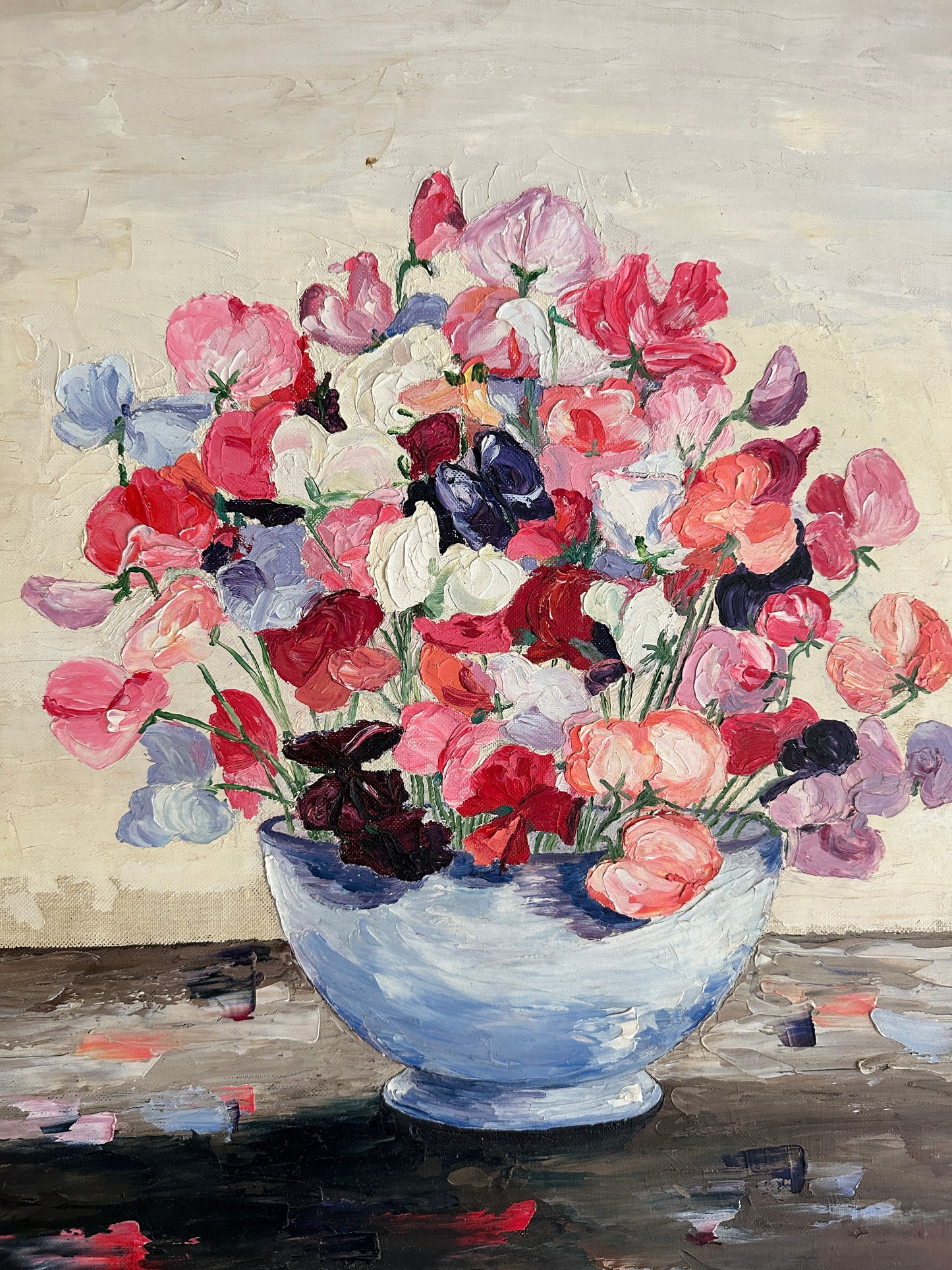 American School, 20th Century, Still Life of a Bowl of Flowers, Oil on Canvas