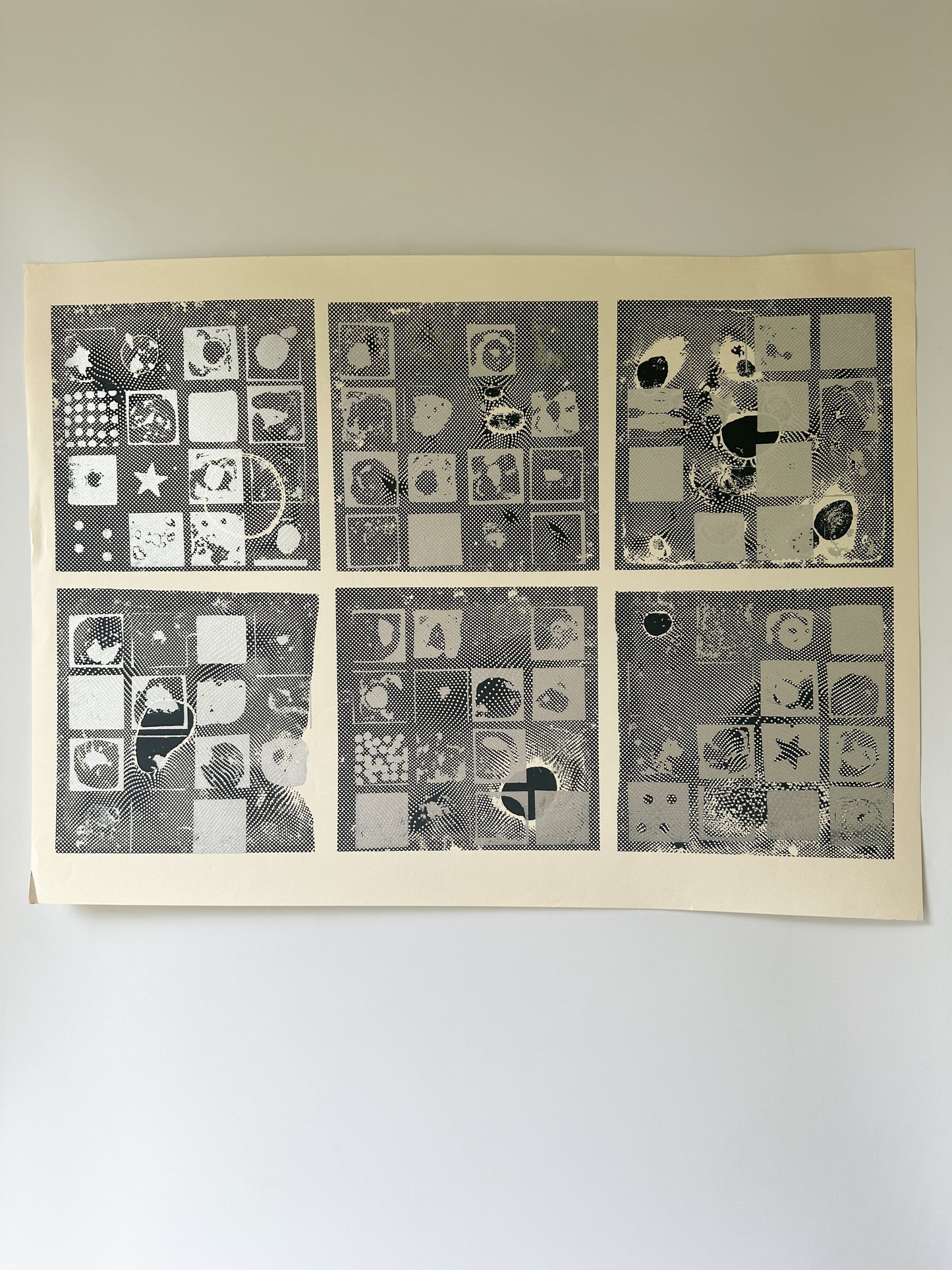 Black and Silver Ink Abstract - Screenprint by the late Velda Warner (26.125”W x 19.125”H)