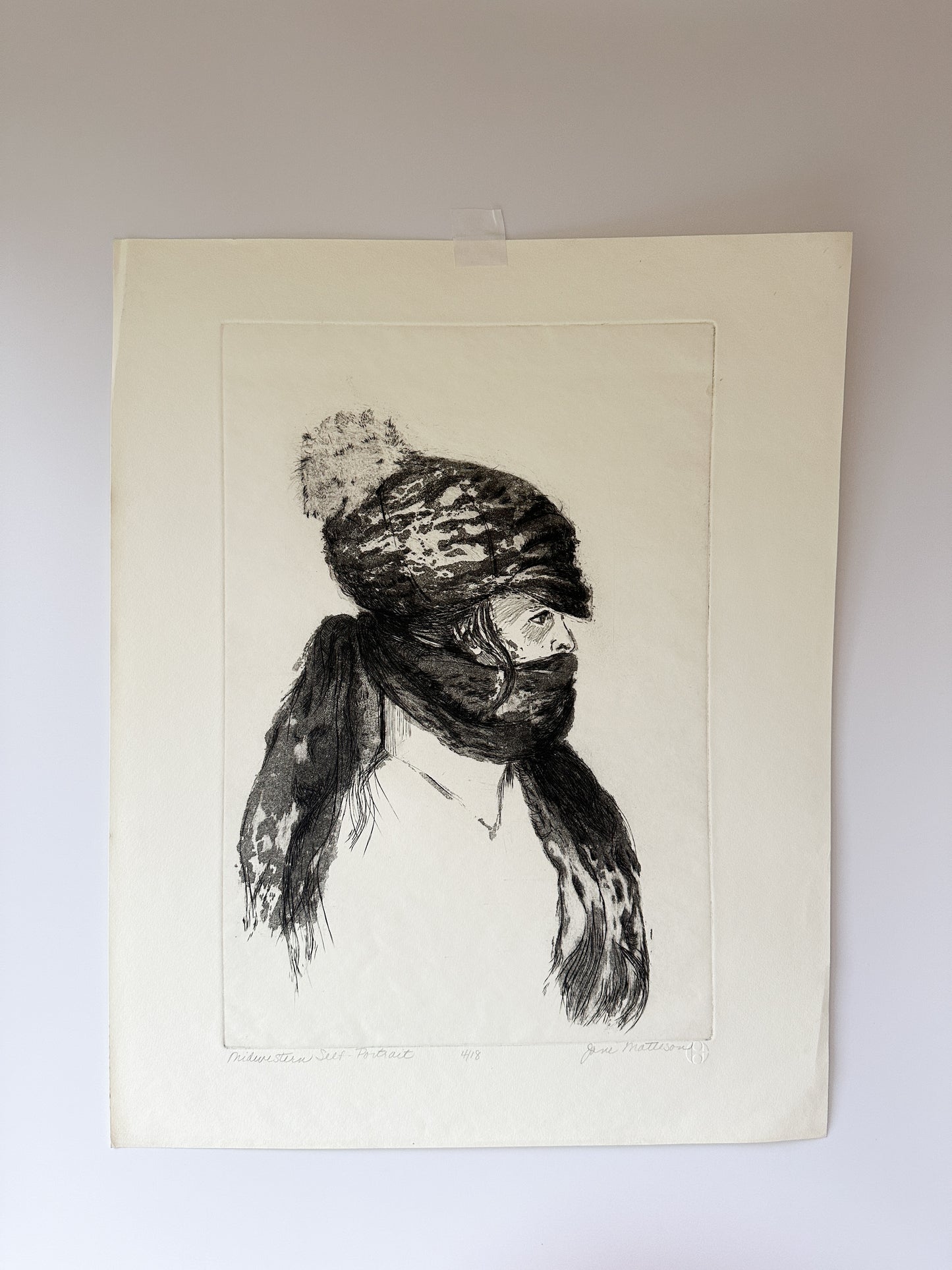 "MIDWESTERN SELF-PORTRAIT” Etching by Late Artist Jane Matteson