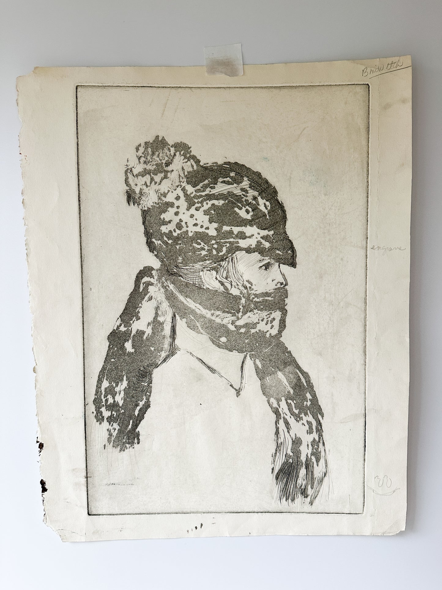 "MIDWESTERN SELF-PORTRAIT” Etching by Late Artist Jane Matteson