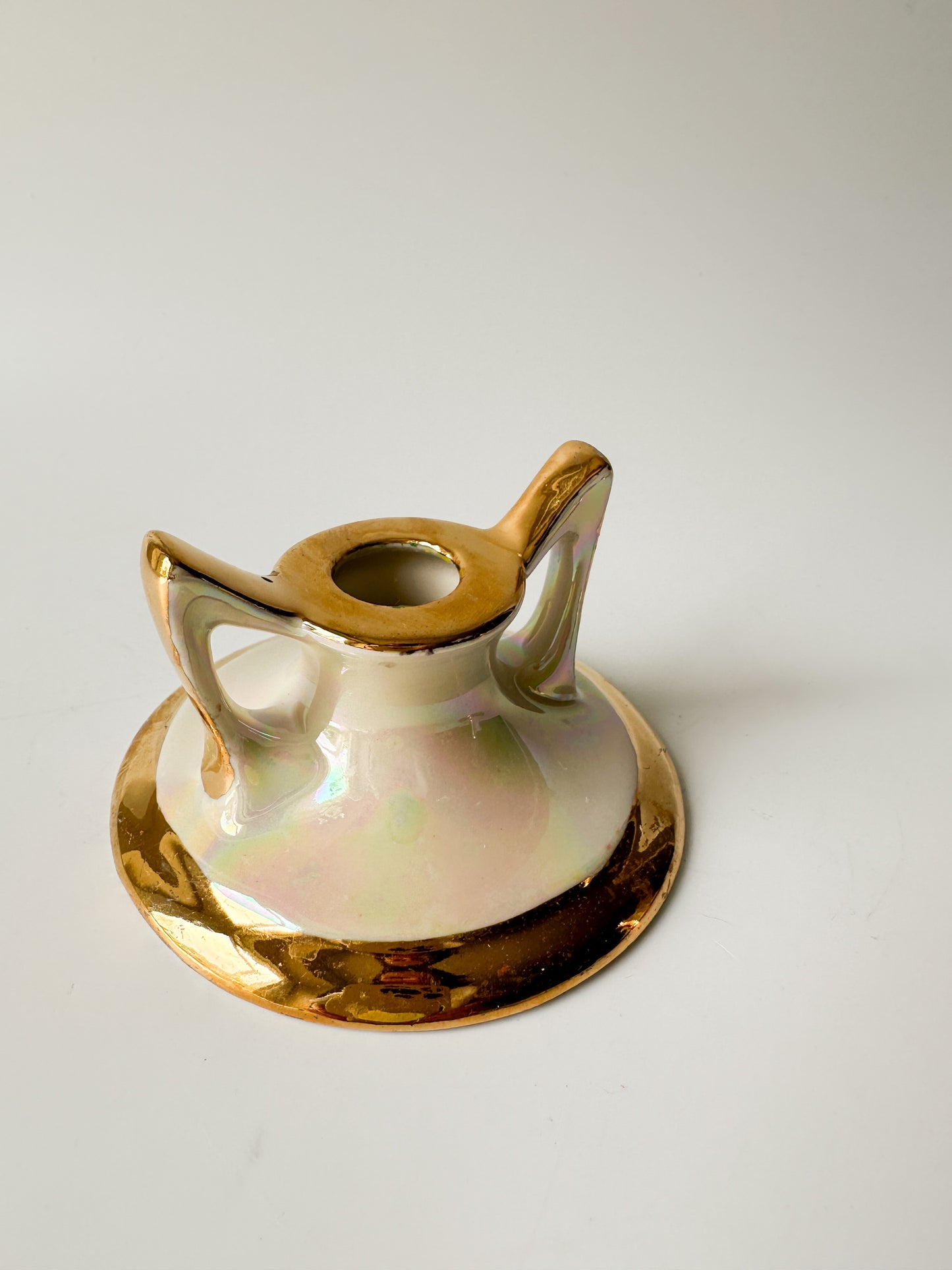 Vintage Pair of Lustreware Candle Holders