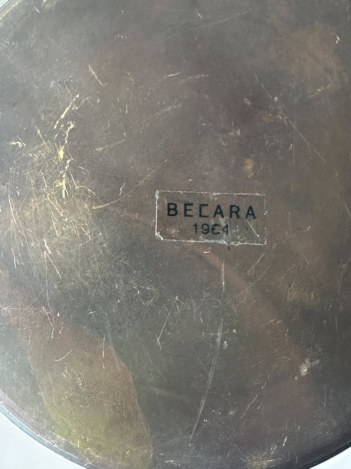 Round Metal Box with Handblown Clear Glass Knob on Lid