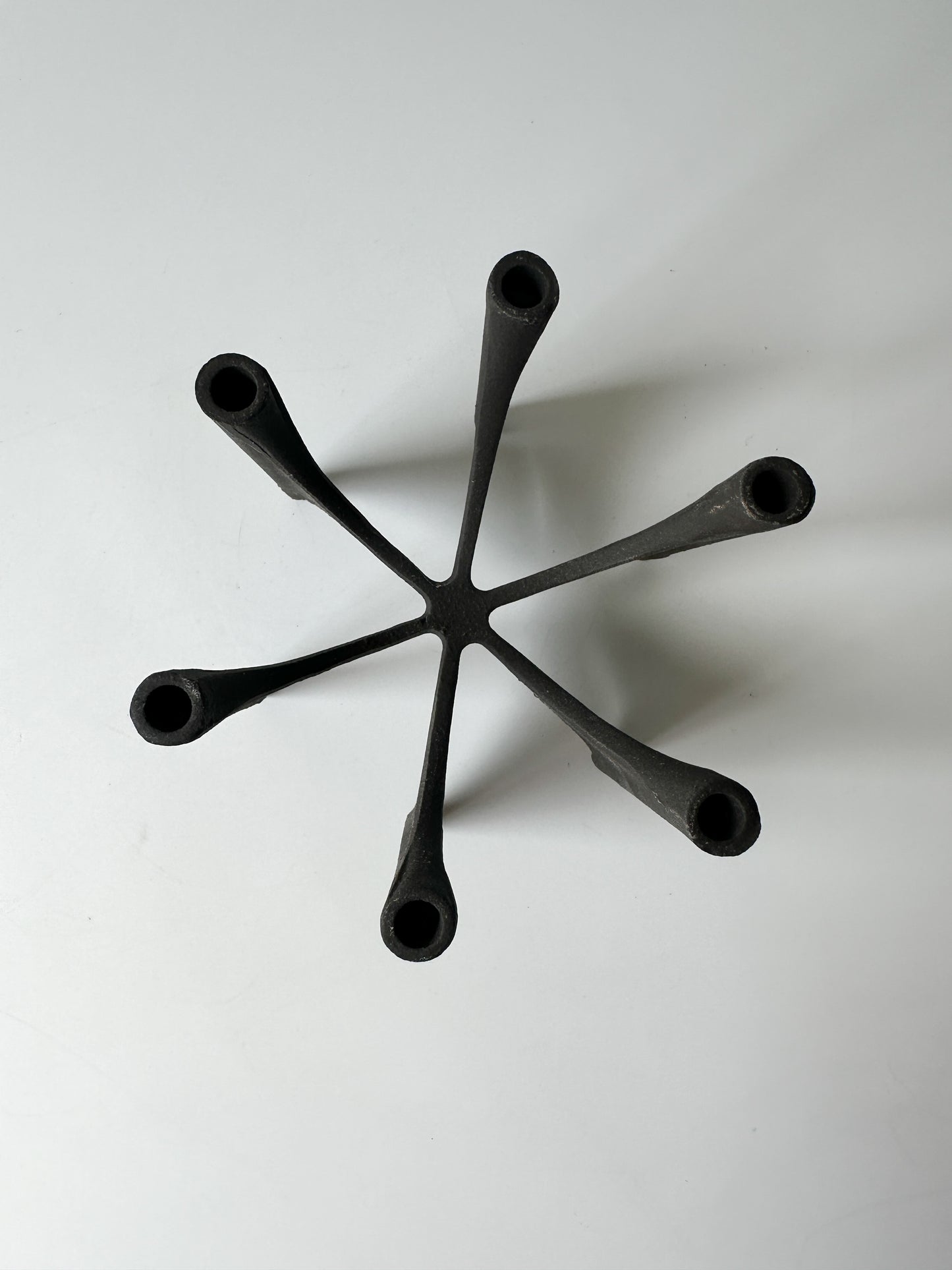 Vintage Cast Iron DANSK JENS QUISTGAARD Fiesta Six Taper Candle Holder + Candles