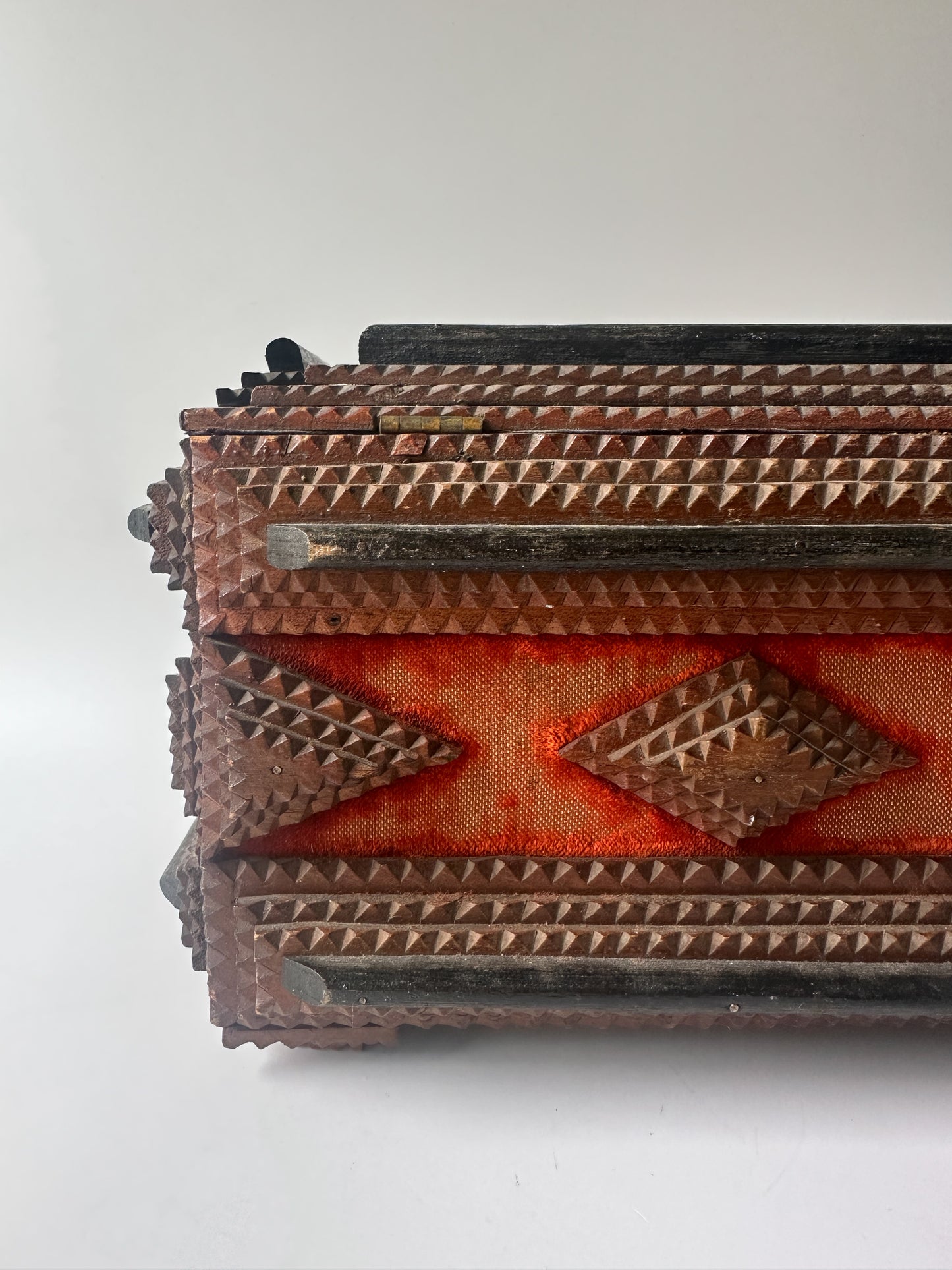 Antique Tramp Art Box with Key