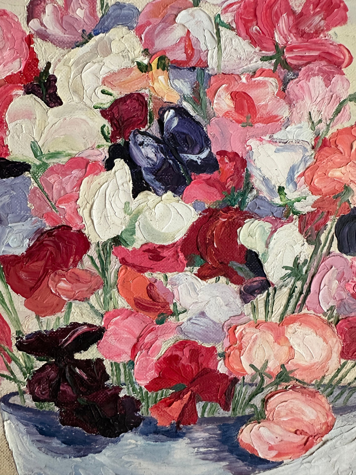American School, 20th Century, Still Life of a Bowl of Flowers, Oil on Canvas