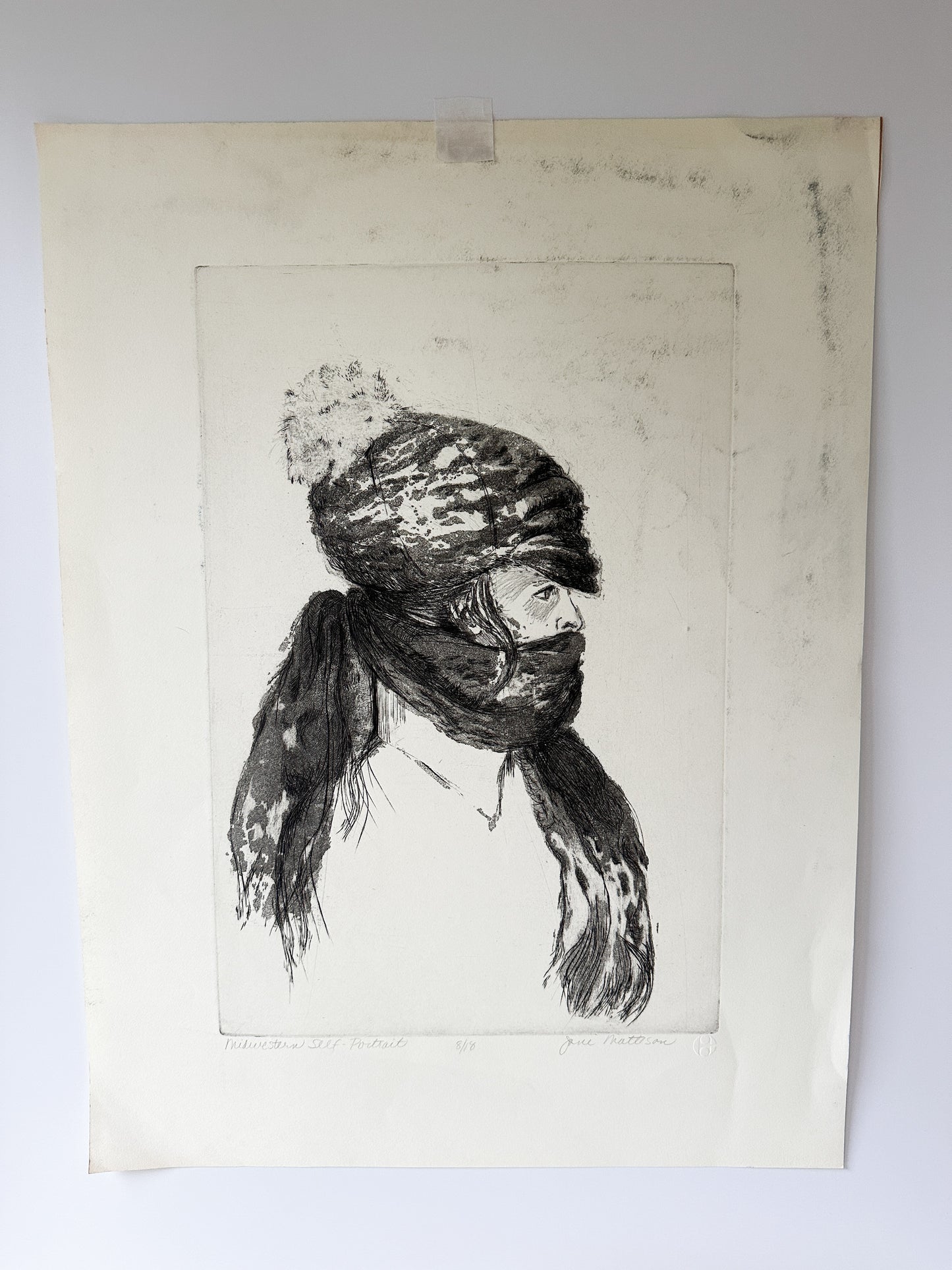 "MIDWESTERN SELF-PORTRAIT” Etching by Late Artist Jane Matteson