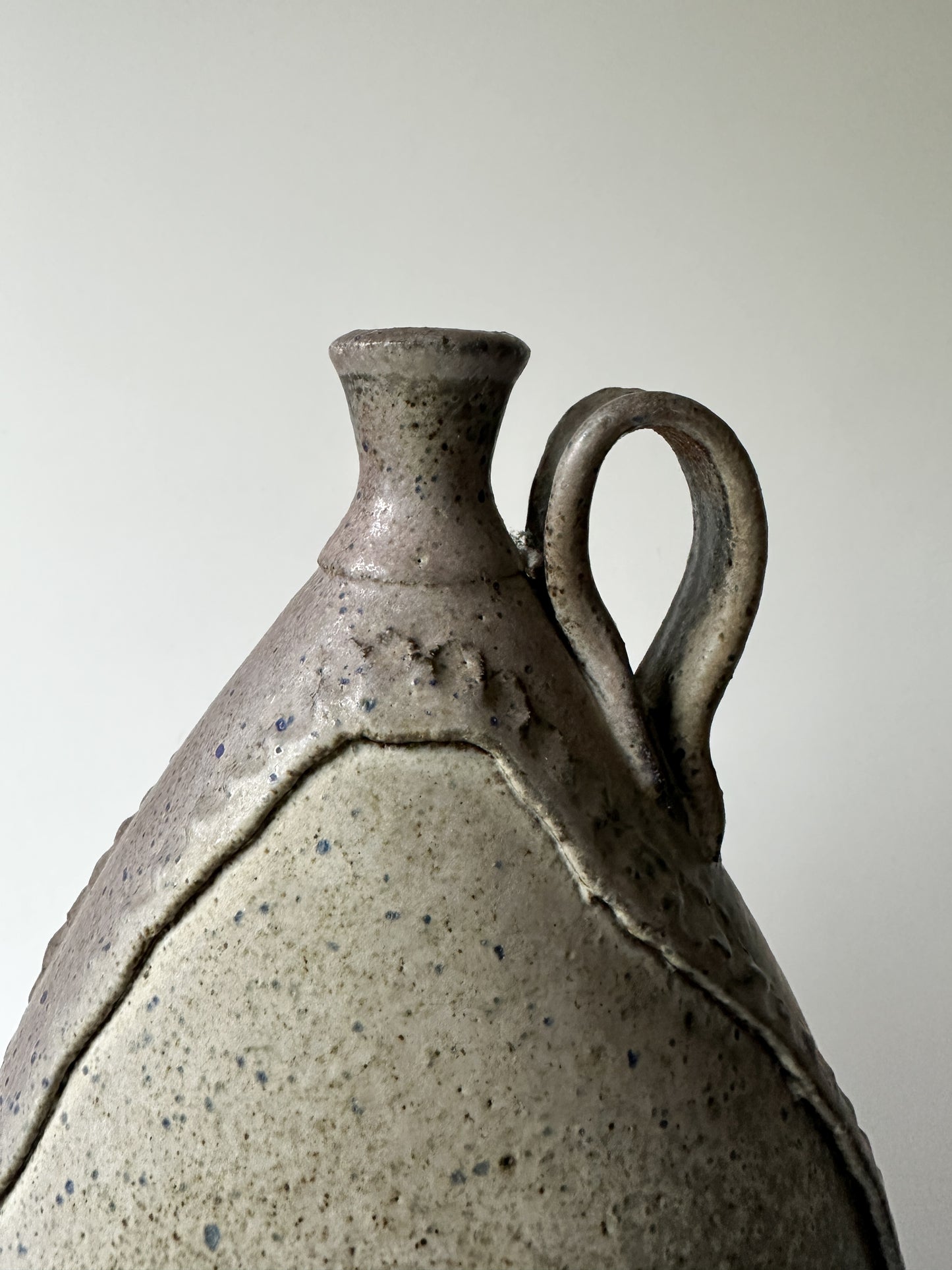 Large Handmade Grey Clay Jug Vessel with Handle