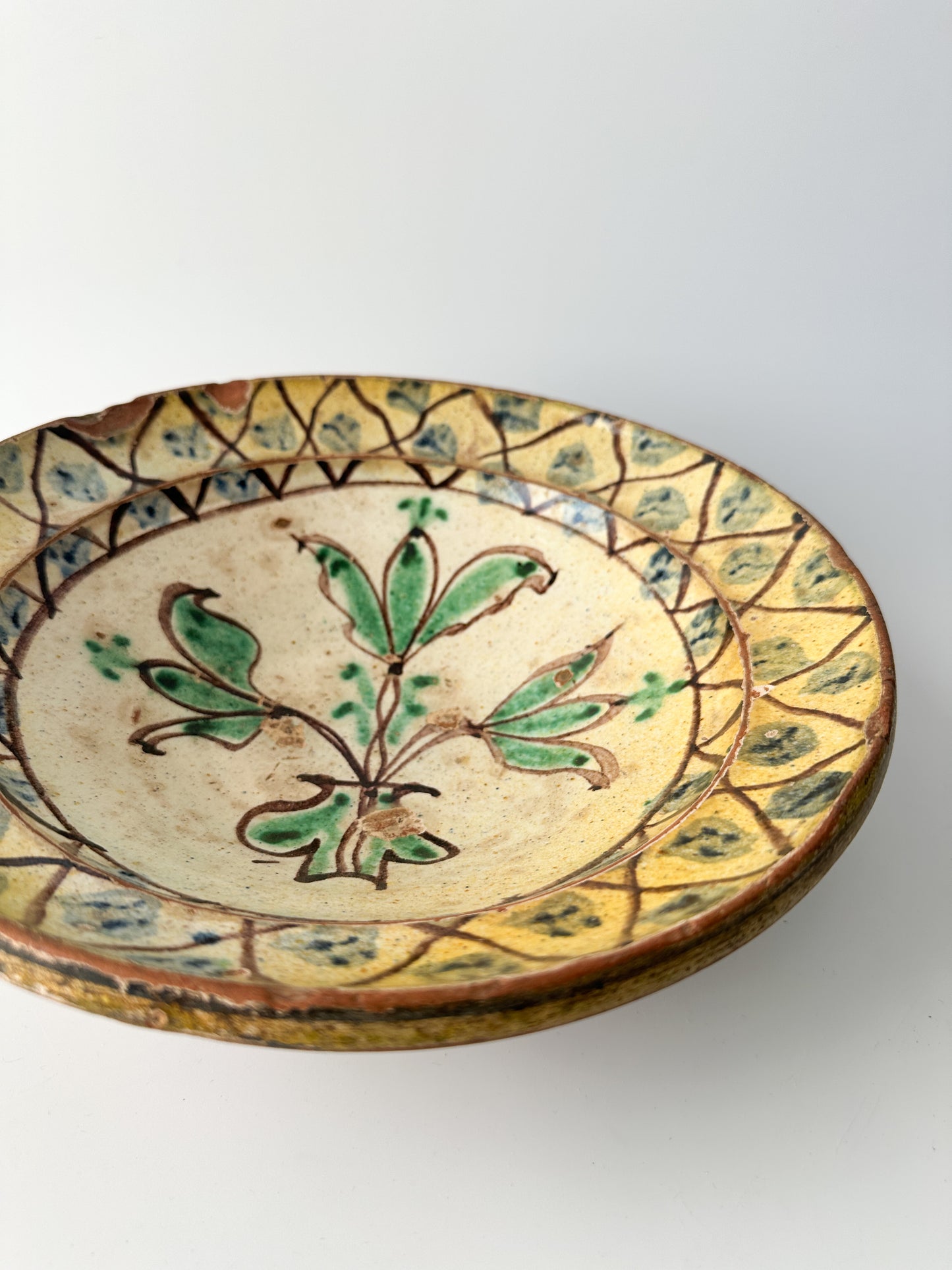 Antique 19th Century Hispano-Moresque Majolica Tin Glazed Pottery Bowl