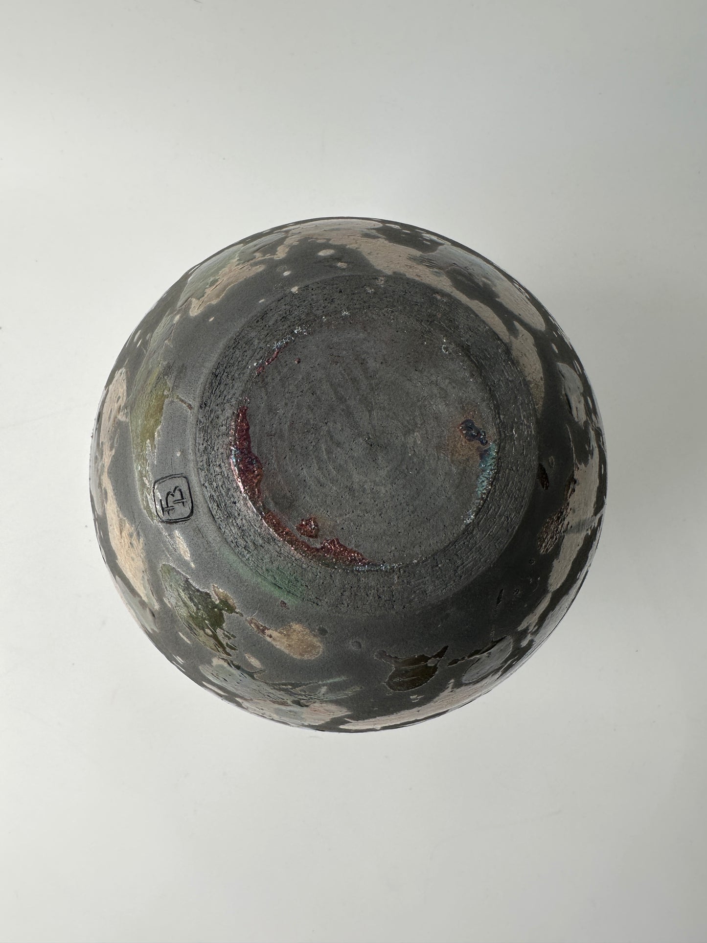 Beautiful Splash Glaze Raku Pottery Vase - Signed