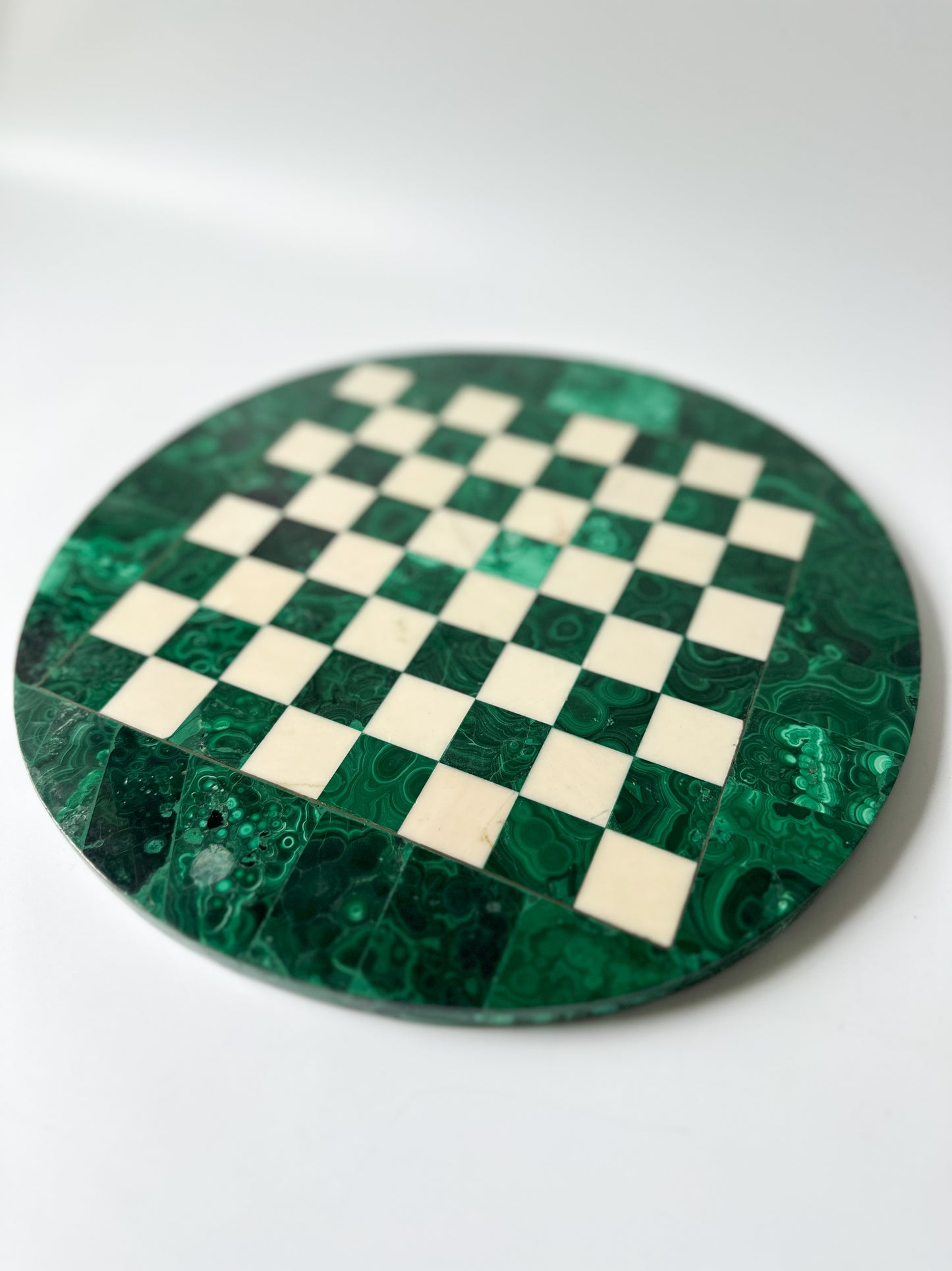 Malachite Round Chess Board