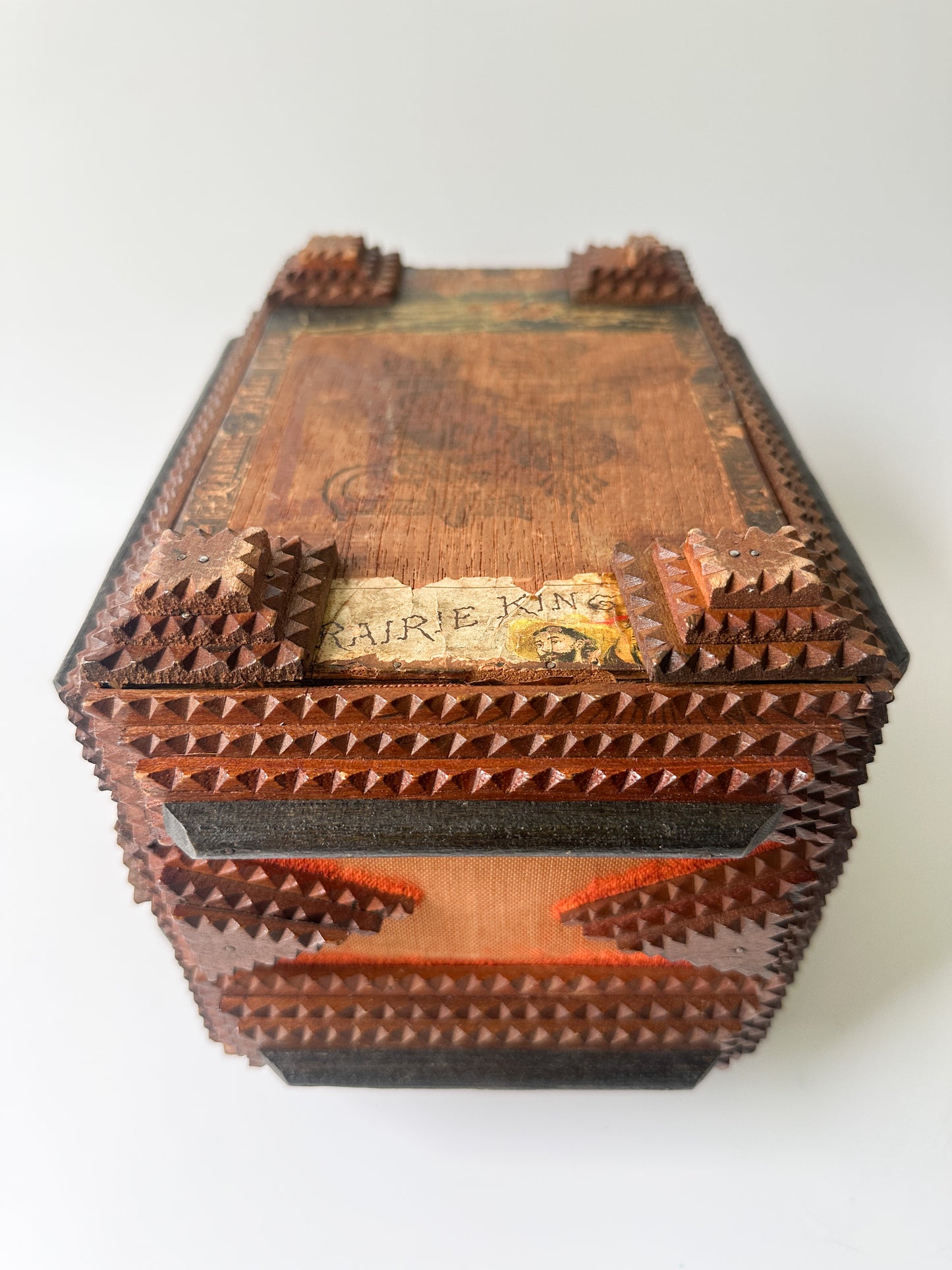 Antique Tramp Art Box with Key