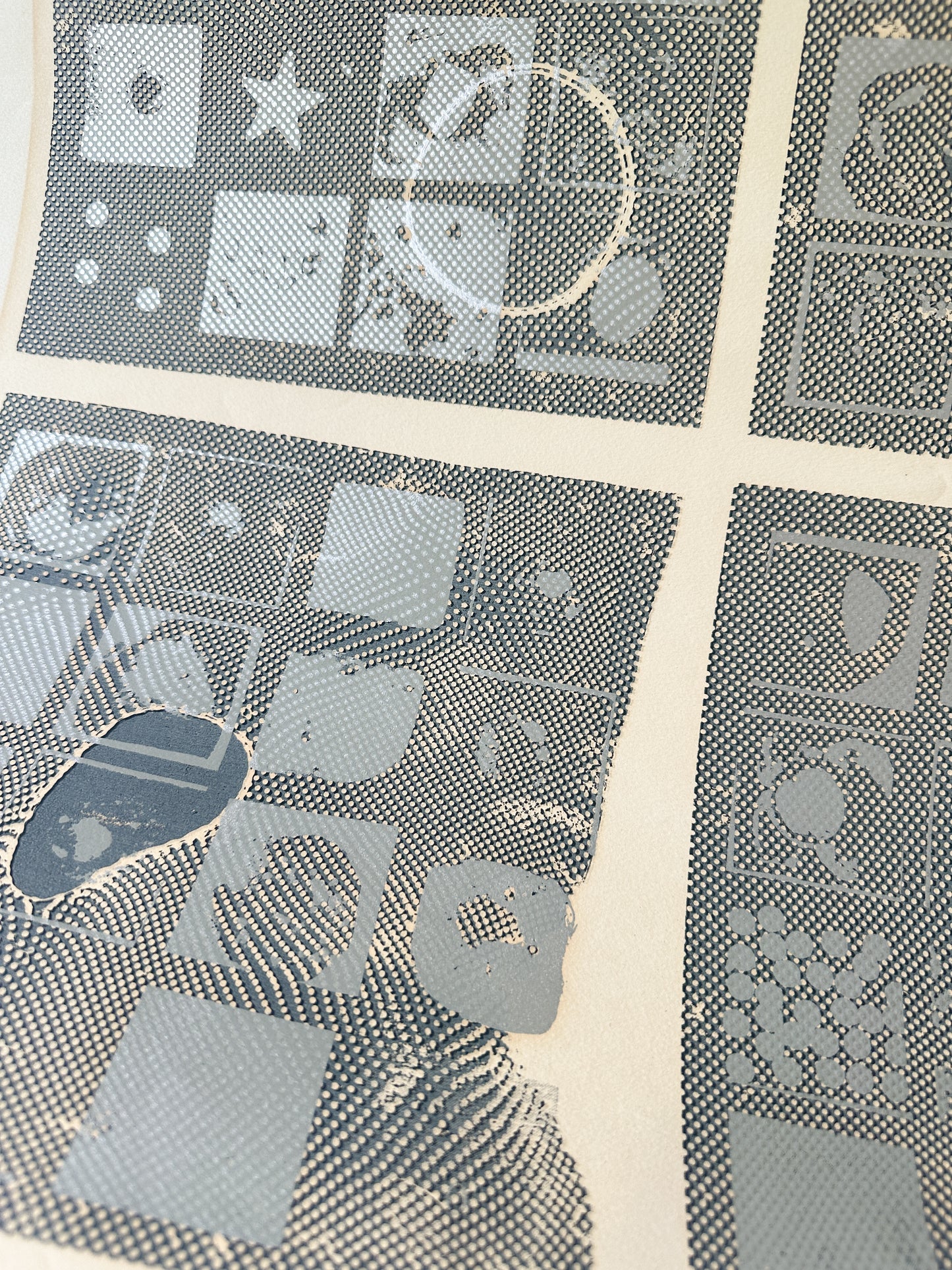 Black and Silver Ink Abstract - Screenprint by the late Velda Warner - SIGNED (29.5”W x 21”H)