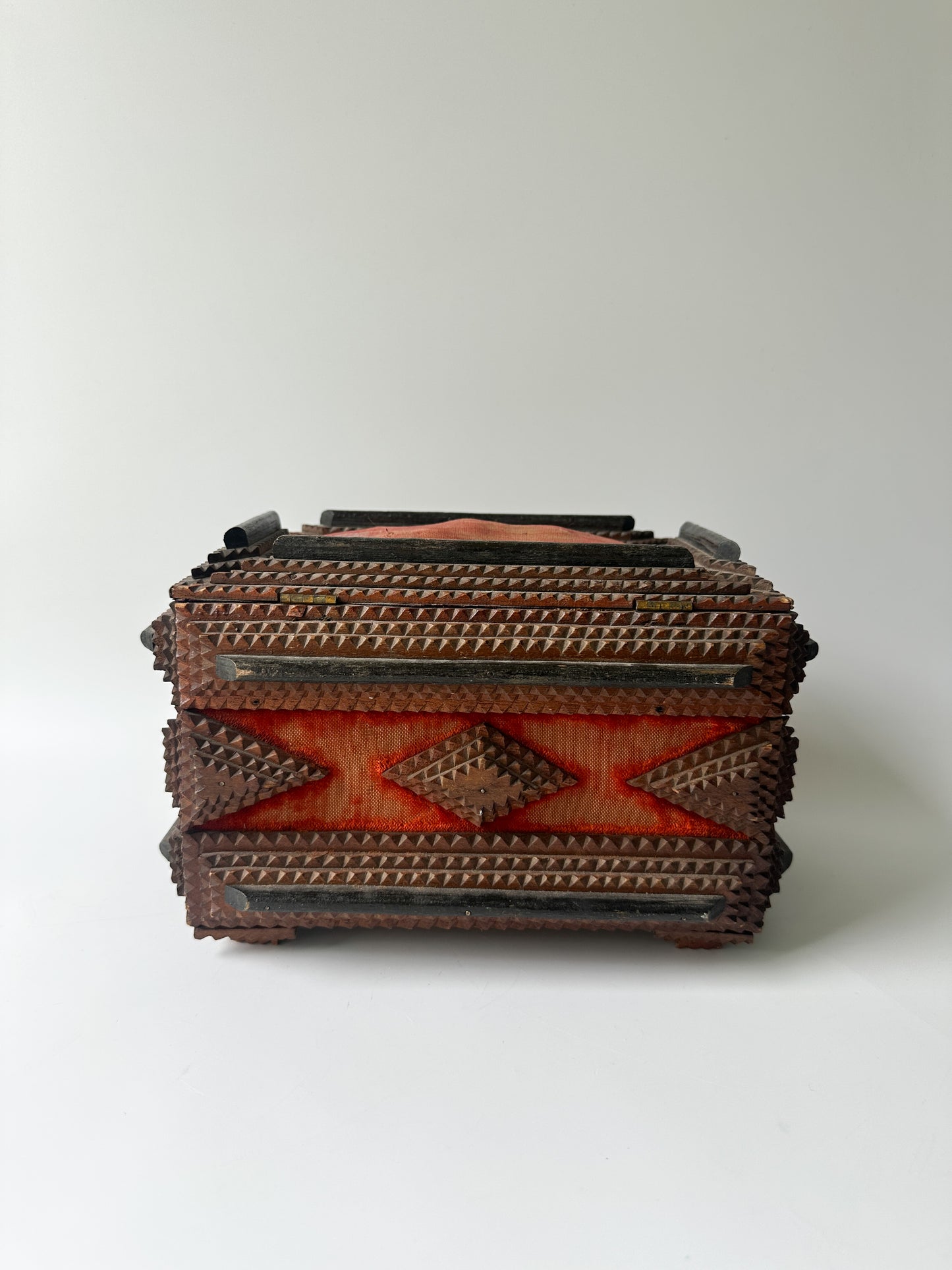 Antique Tramp Art Box with Key