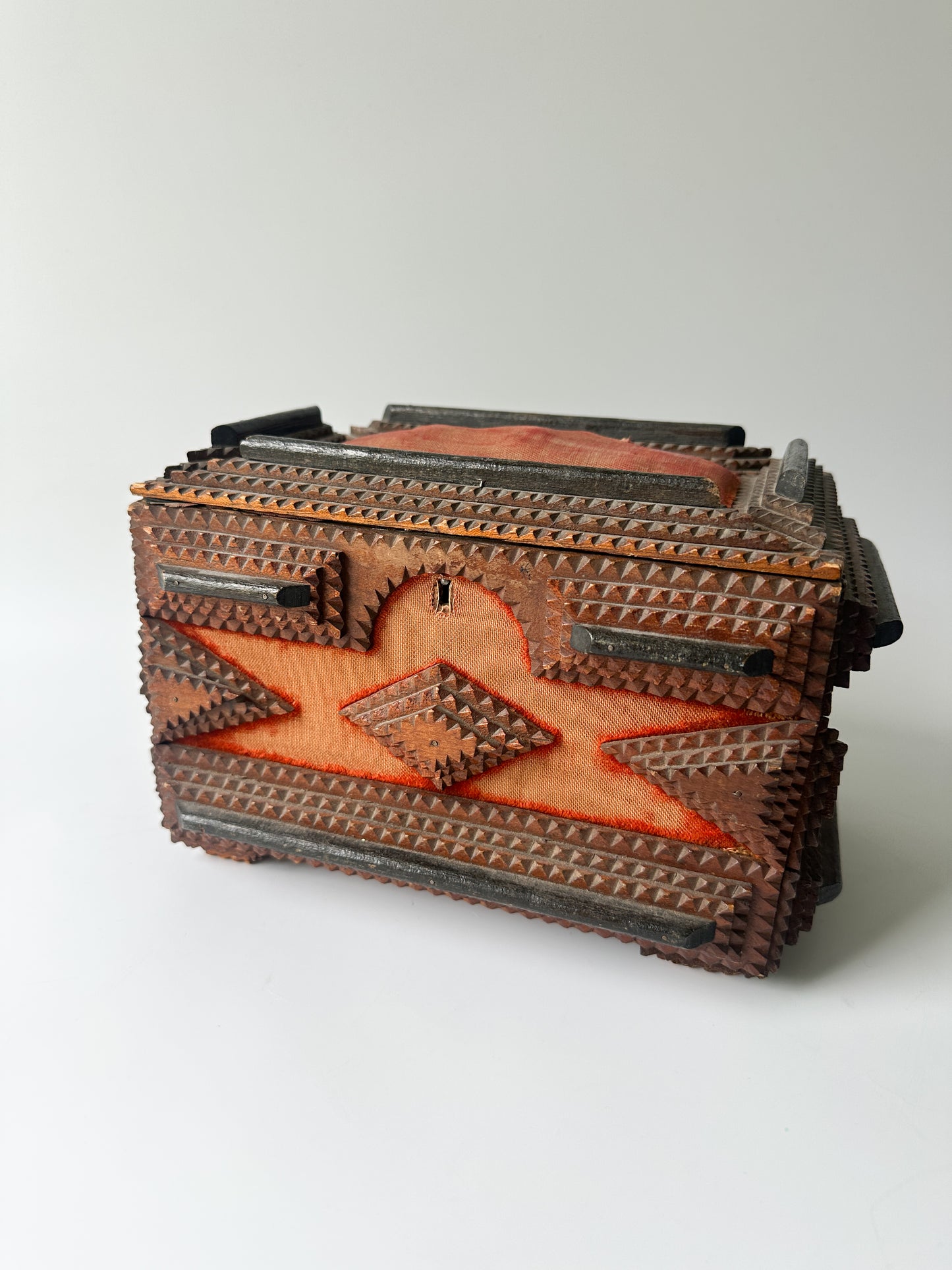 Antique Tramp Art Box with Key