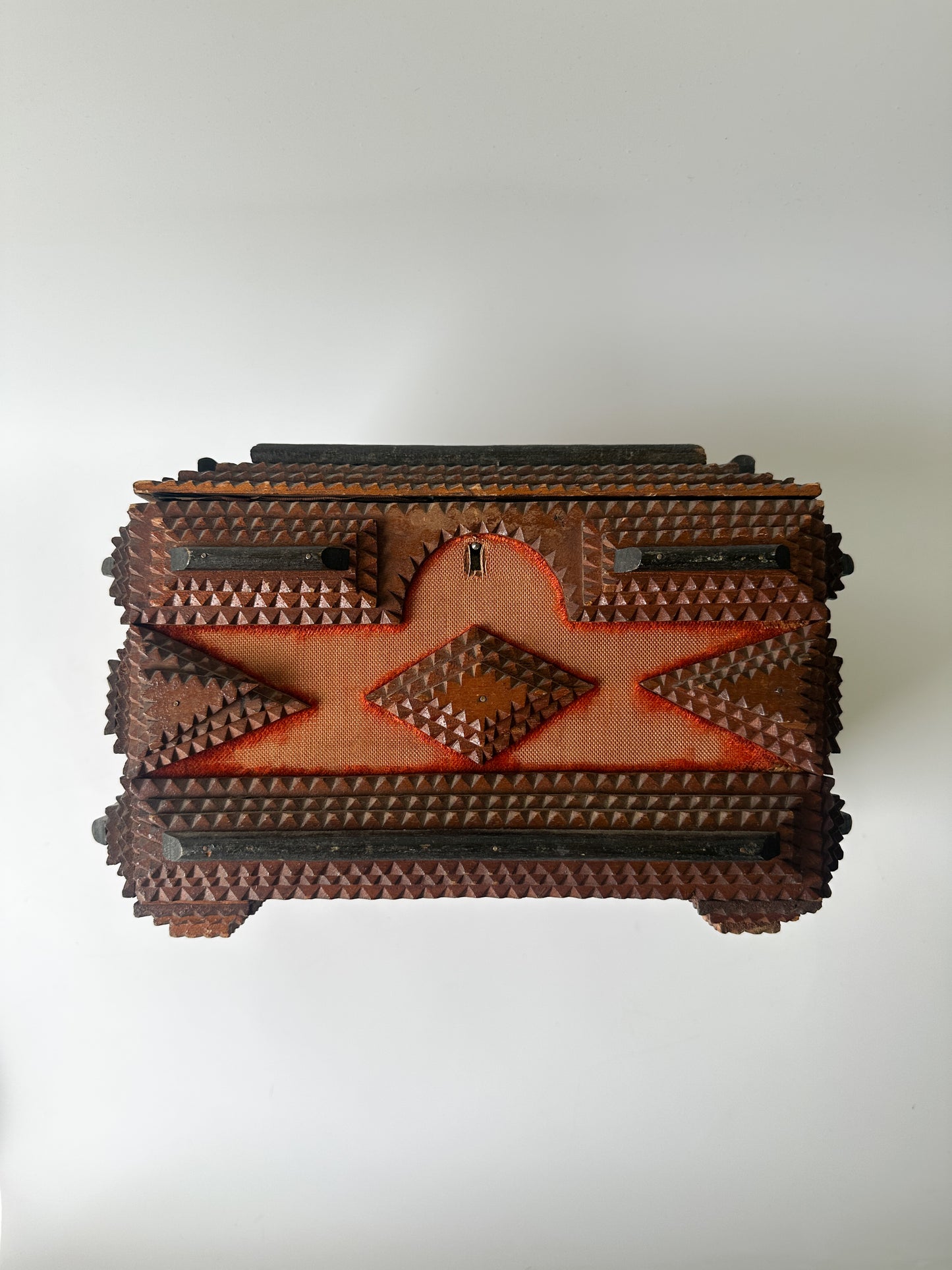 Antique Tramp Art Box with Key