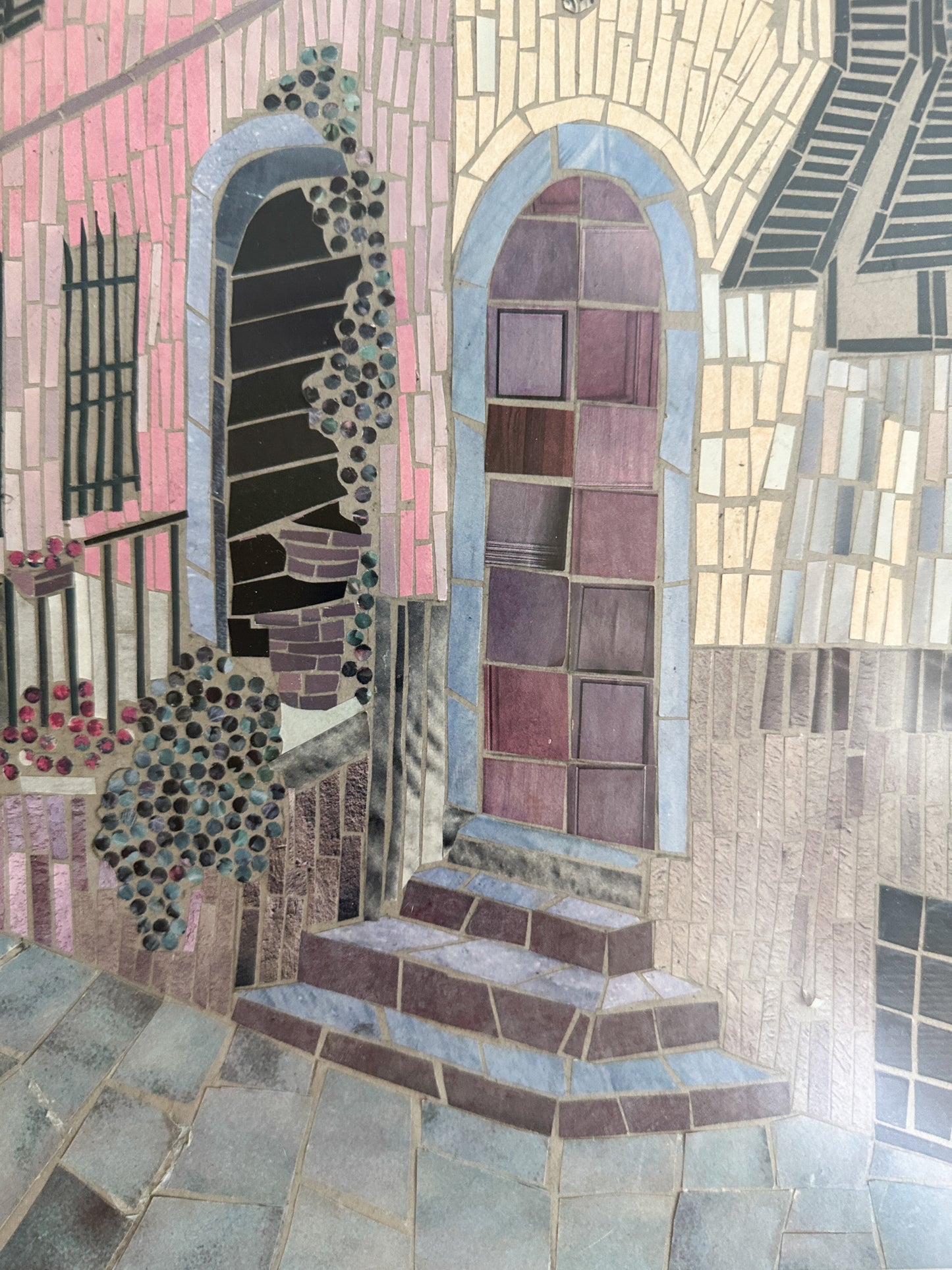 Paper Mosaic Art of Doorway in Italy
