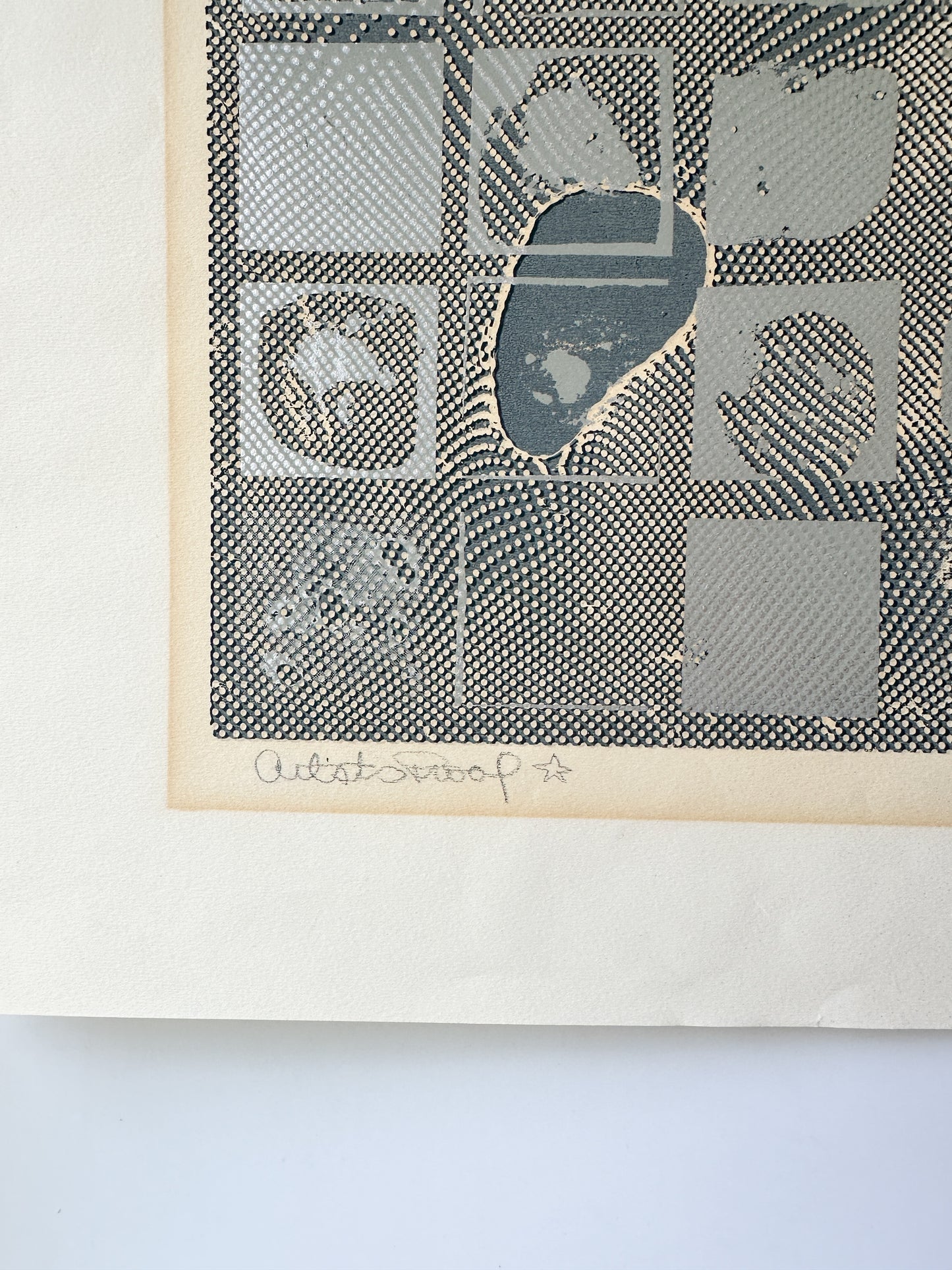 Black and Silver Ink Abstract - Screenprint by the late Velda Warner - SIGNED (29.5”W x 21”H)