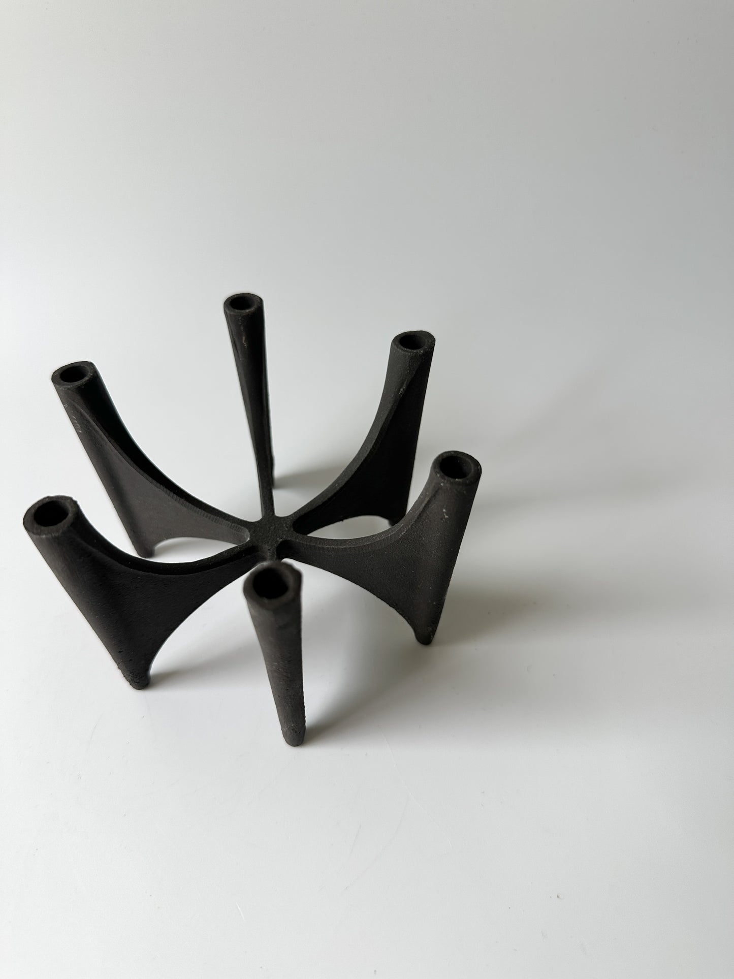 Vintage Cast Iron DANSK JENS QUISTGAARD Fiesta Six Taper Candle Holder + Candles