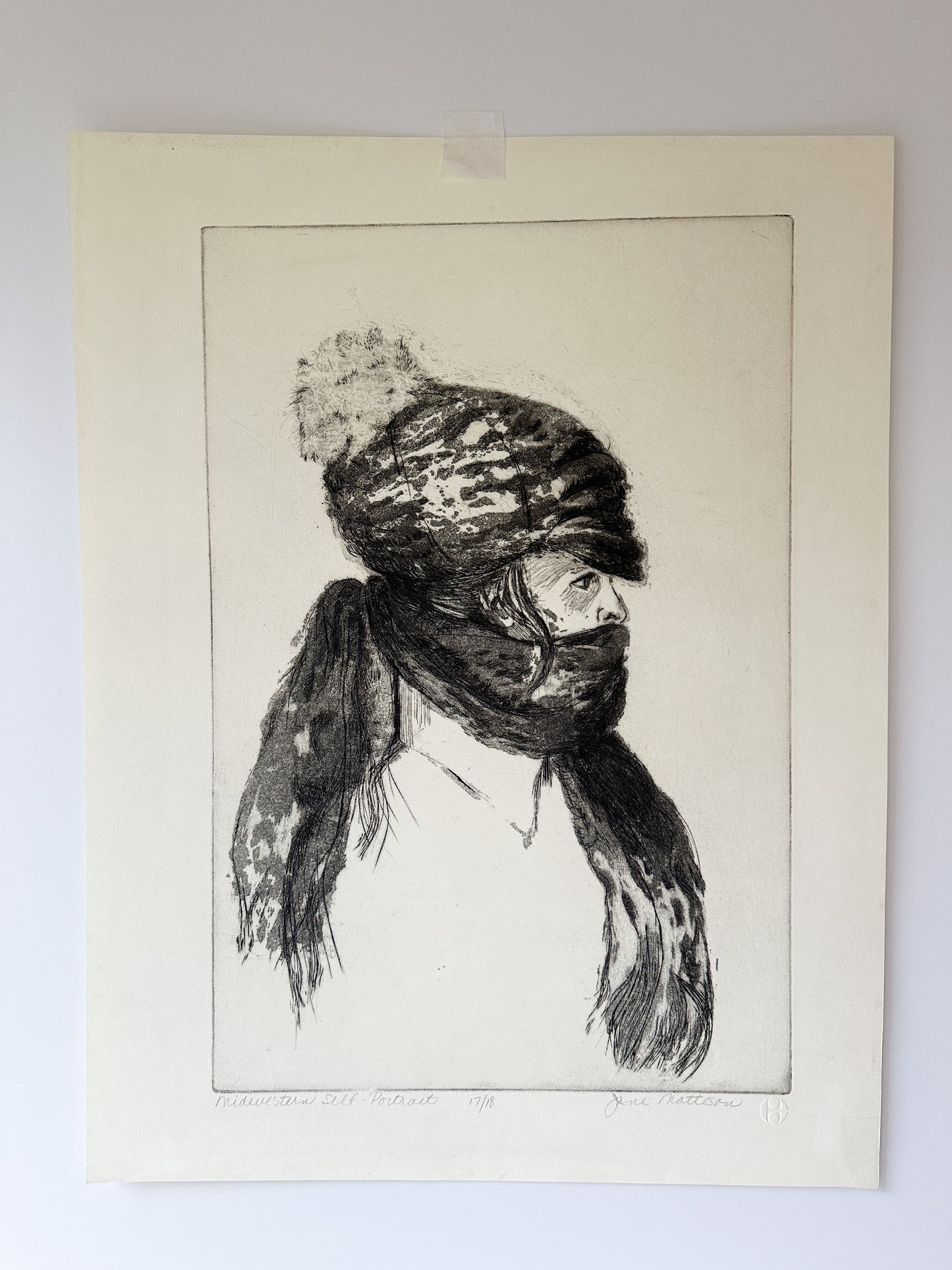 "MIDWESTERN SELF-PORTRAIT” Etching by Late Artist Jane Matteson