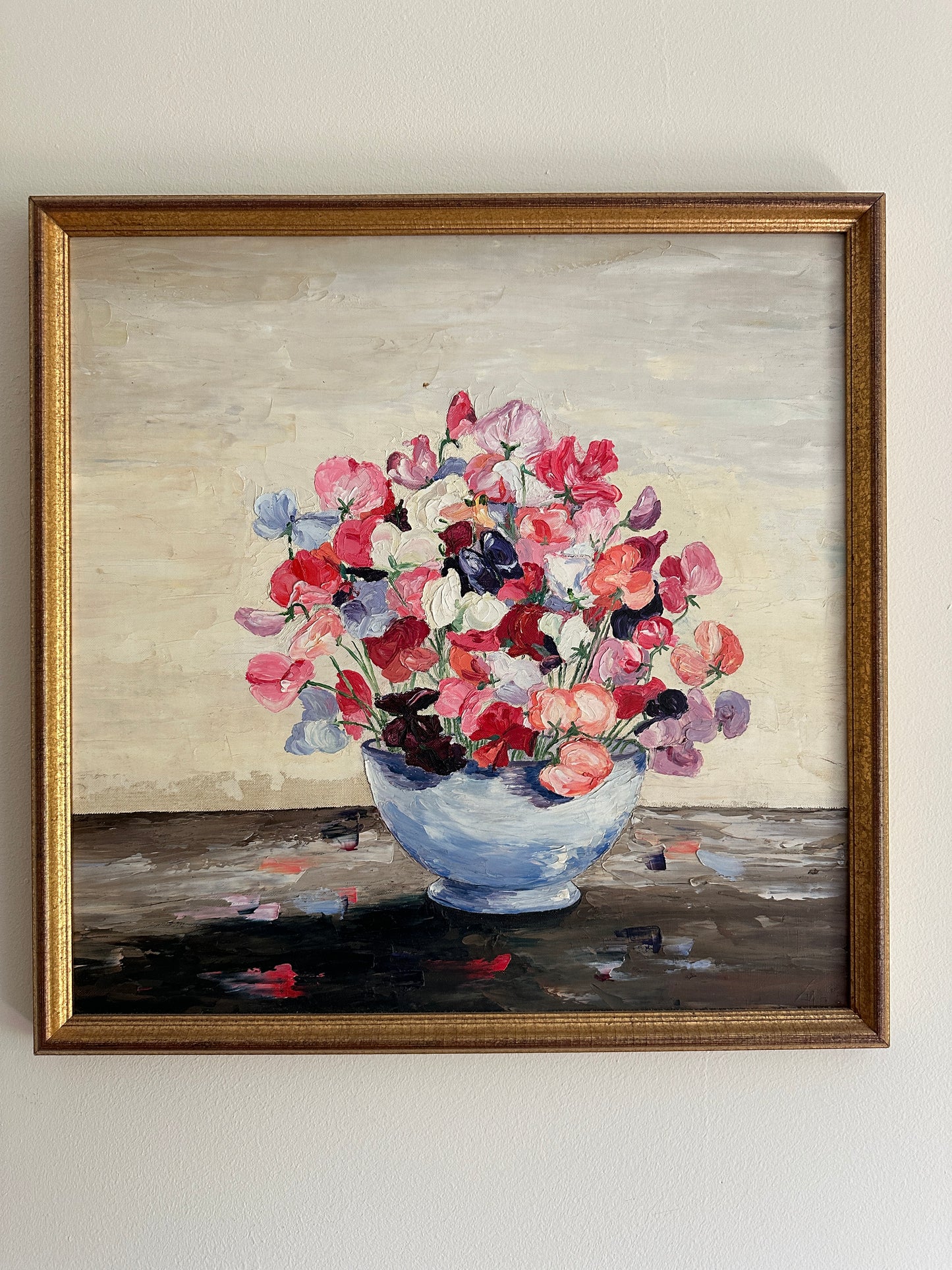 American School, 20th Century, Still Life of a Bowl of Flowers, Oil on Canvas
