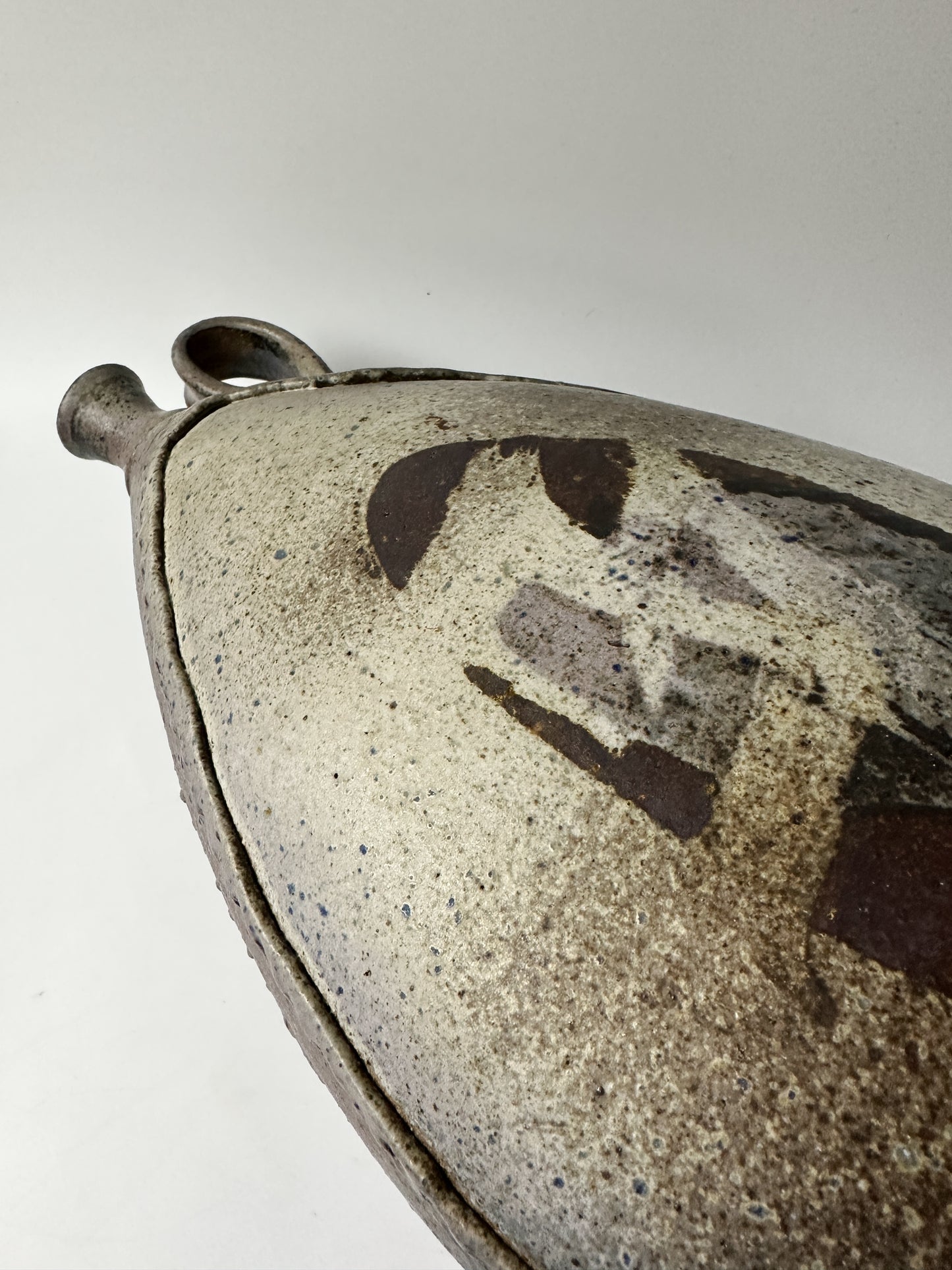 Large Handmade Grey Clay Jug Vessel with Handle