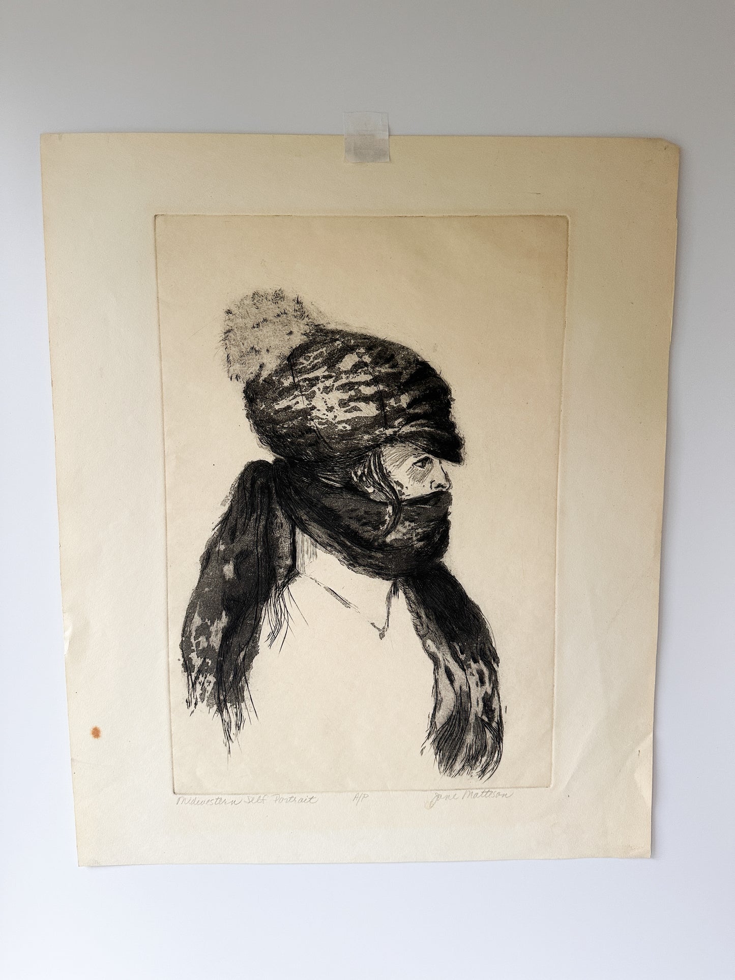 "MIDWESTERN SELF-PORTRAIT” Etching by Late Artist Jane Matteson