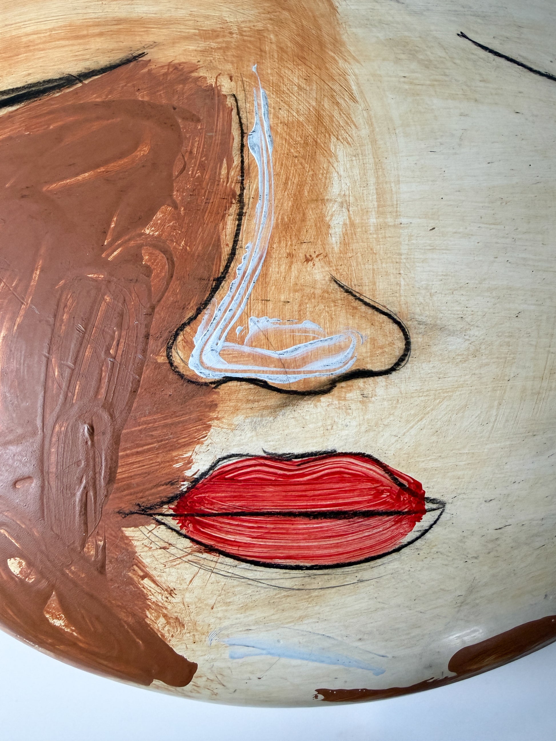 16" Hand-painted Ceramic Face Sculpture in Style of Artist Yuri Zatarain