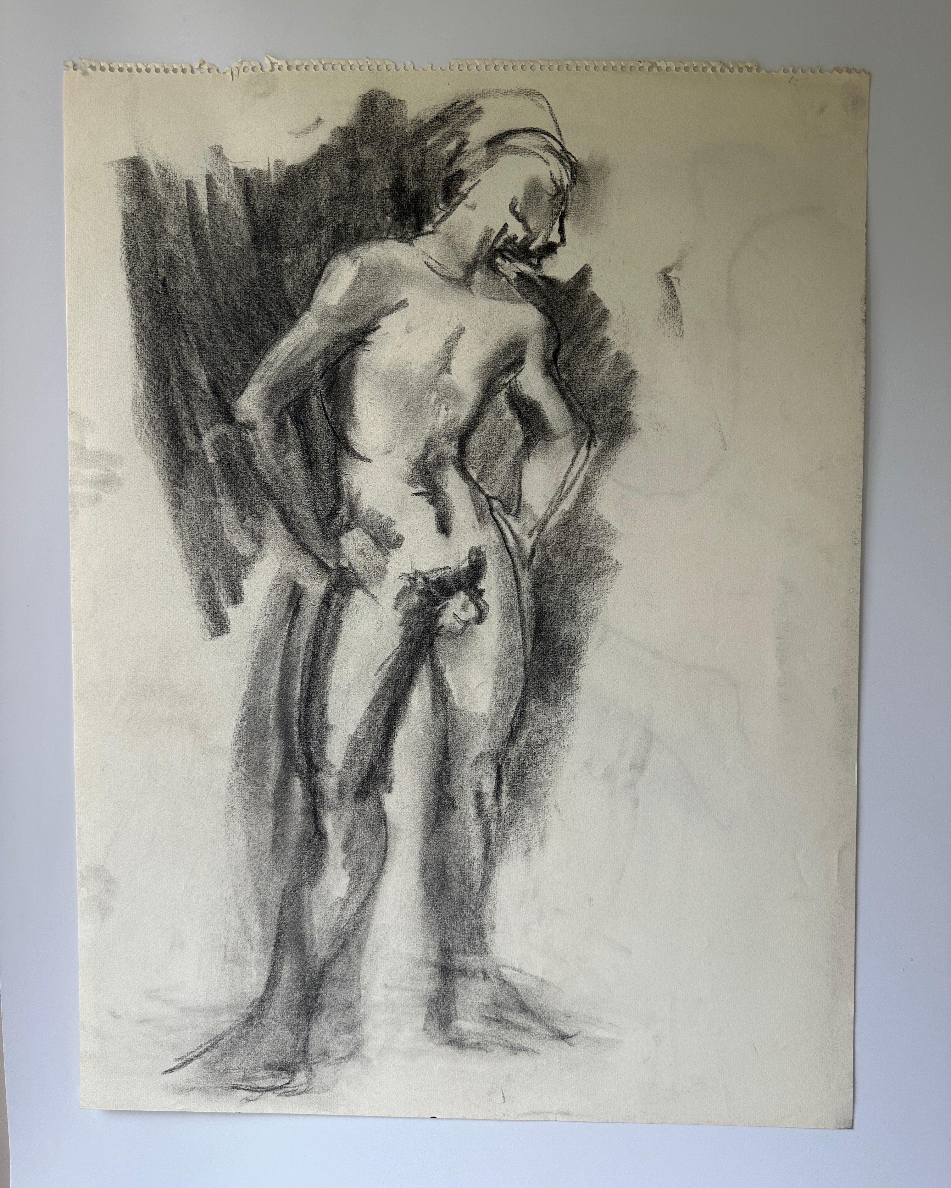 Double-Sided Nude Male I - Sketch by Jane Matteson (18"W x 24"H)
